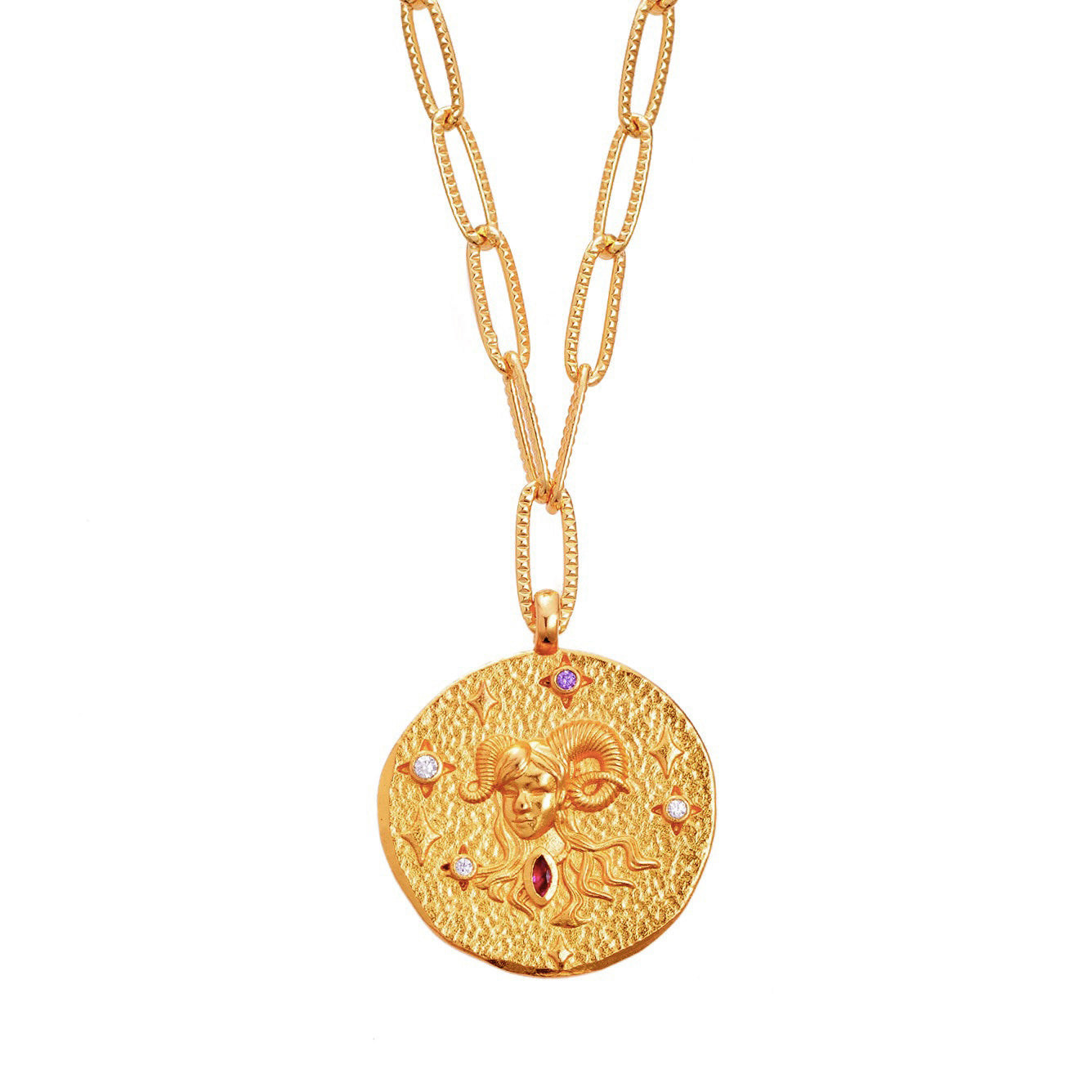 Aurozia Women's Gold Constellations Aries Double-sided Customized Coin Necklace In Gold