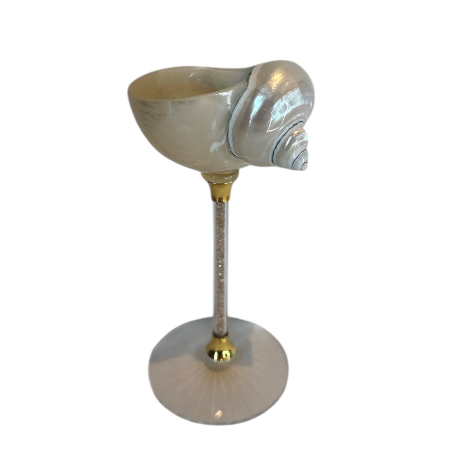 Suki Wang London White / Gold White Natural Seashell Wine Glass In Multi