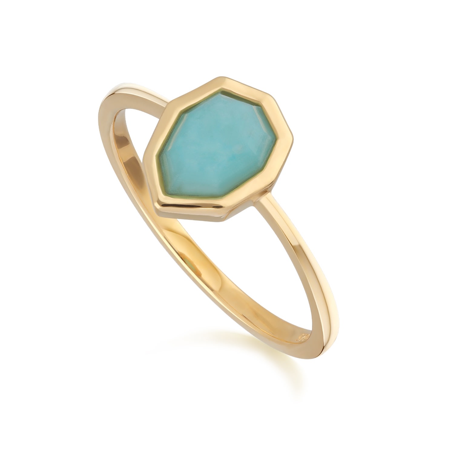 Women’s Blue Irregular Amazonite Gold Plated Silver Ring Gemondo