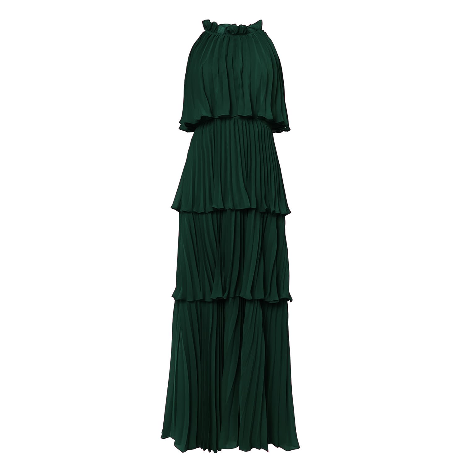 green tiered maxi dress