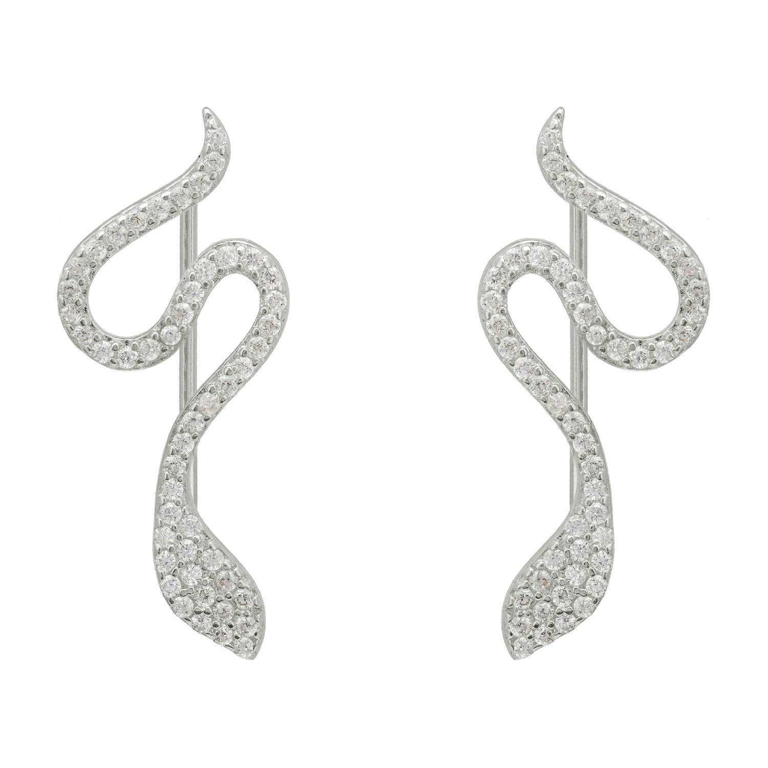 Women’s White / Silver Nagini Snake Ear Climbers Silver Latelita