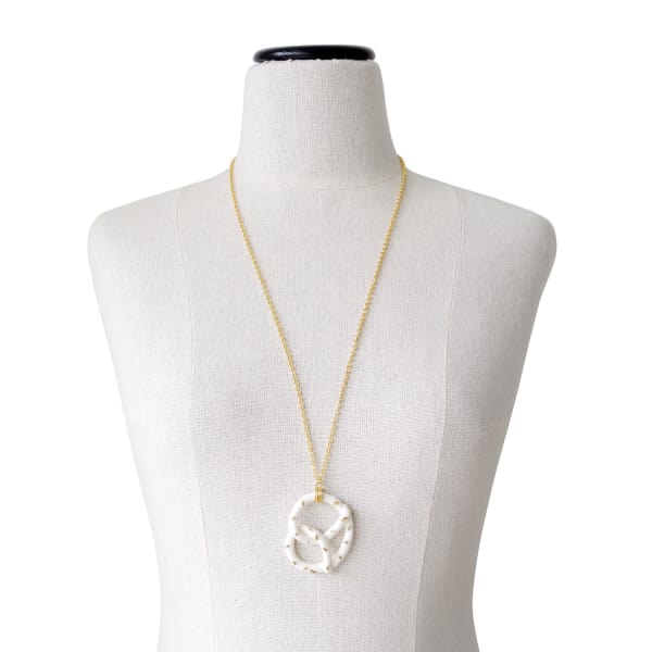 Poporcelain Golden Salted Porcelain Pretzel Pendant Necklace In Pendant