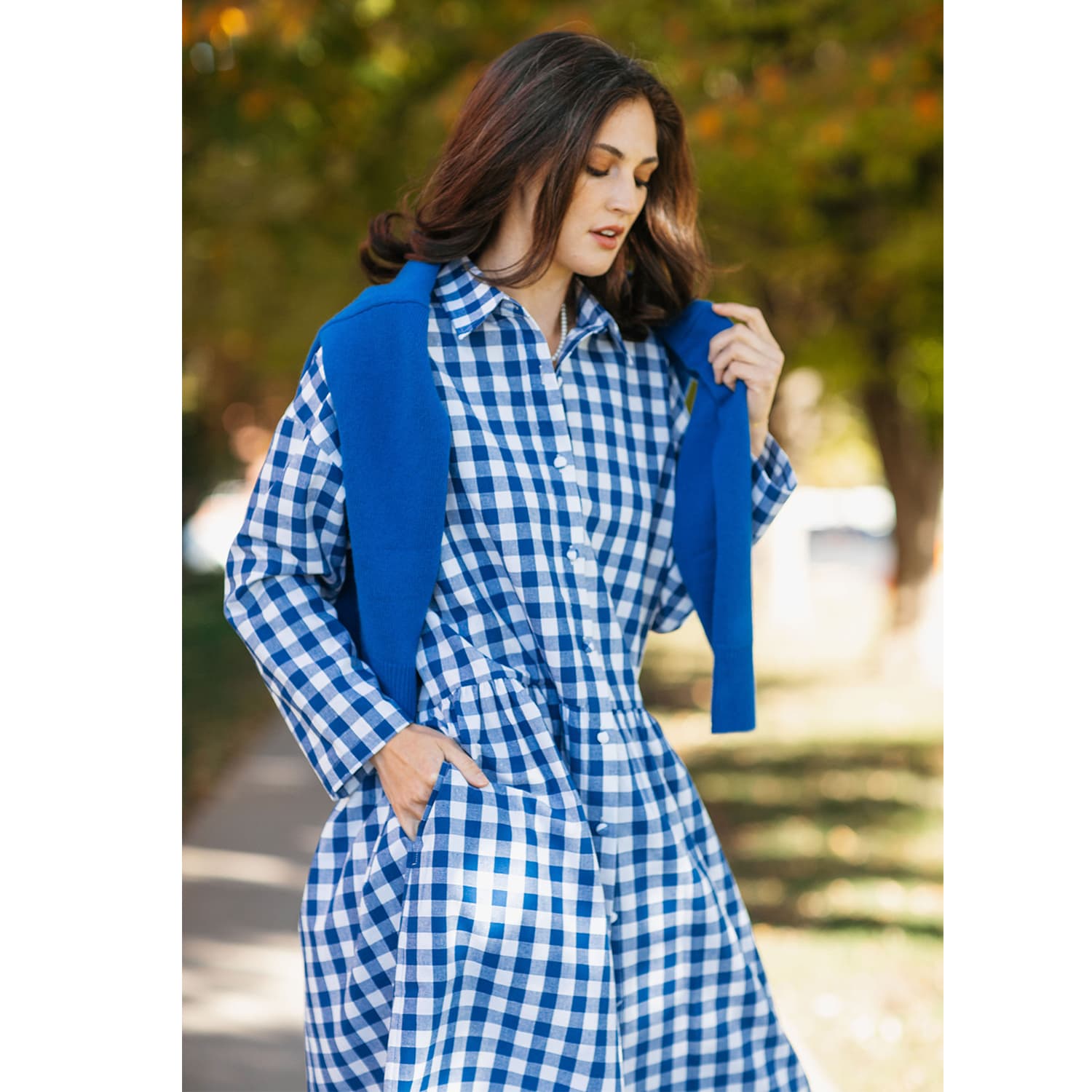 Zenzee Gingham Shirt Dress - Blue/white