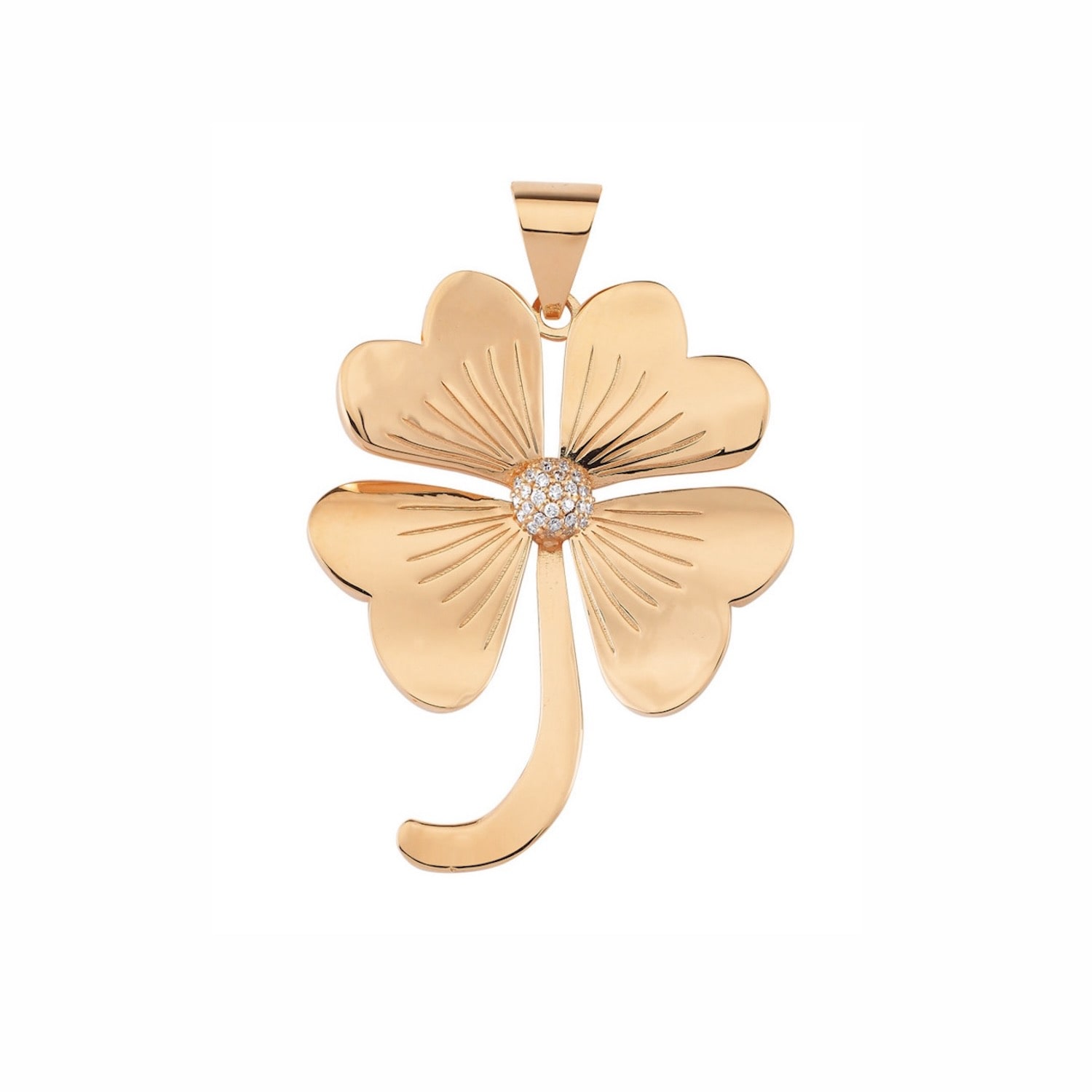 Ecce | Artisan Diamonds Women's 14k Solid Rose Gold Lucky You 4 Leaf Clover Lucky Pendant In Gold