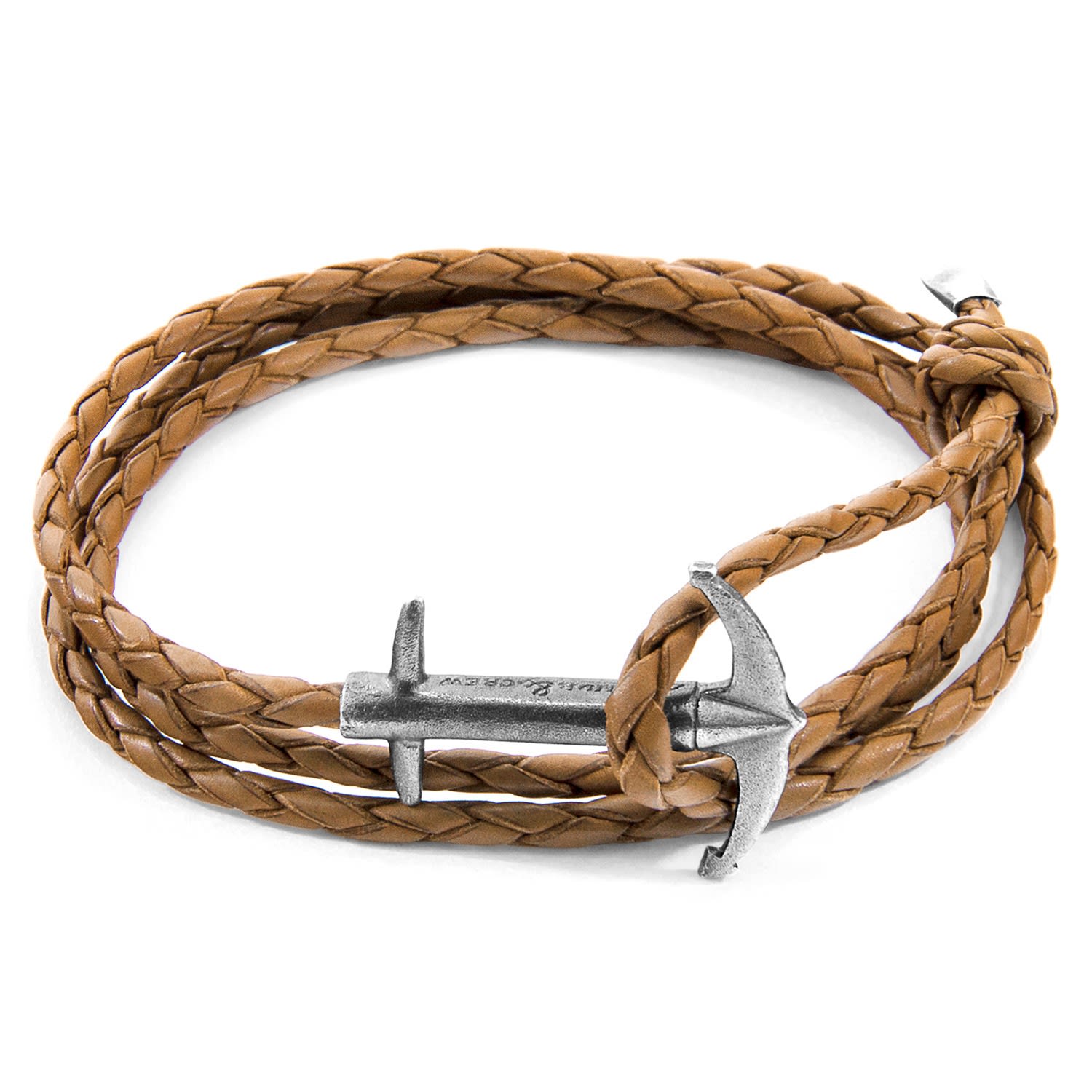 Men’s Brown / Silver Light Brown Admiral Anchor Silver & Braided Leather Bracelet Anchor & Crew