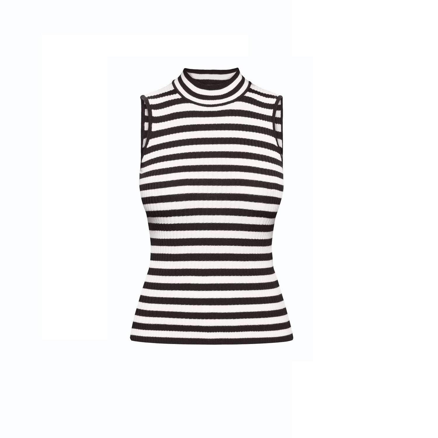 Women’s Black / White Henley Black Striped Sleeveless Top Extra Small Rumour London