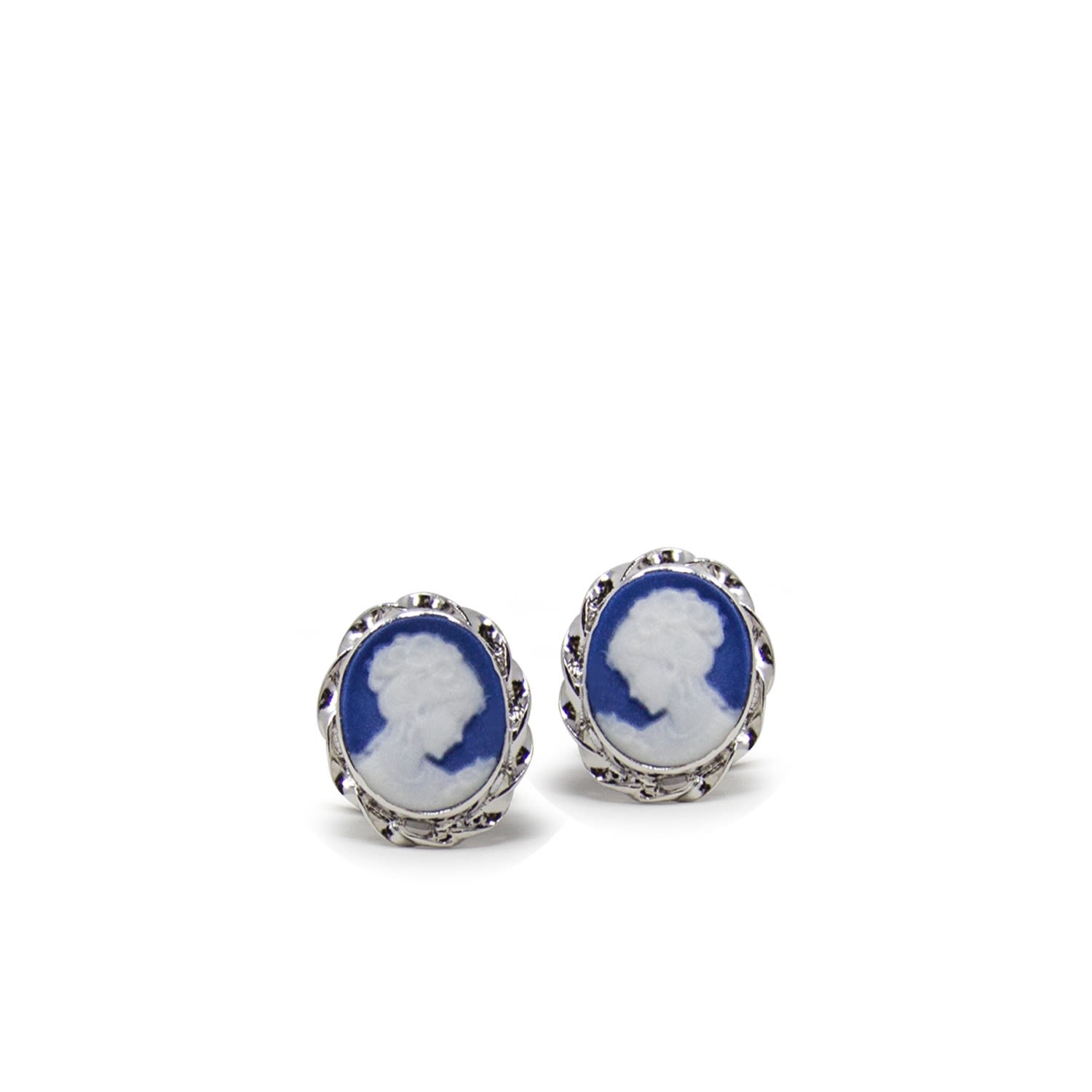 Vintouch Italy Women's Blue Mini Cameo Stud Earrings In Blue
