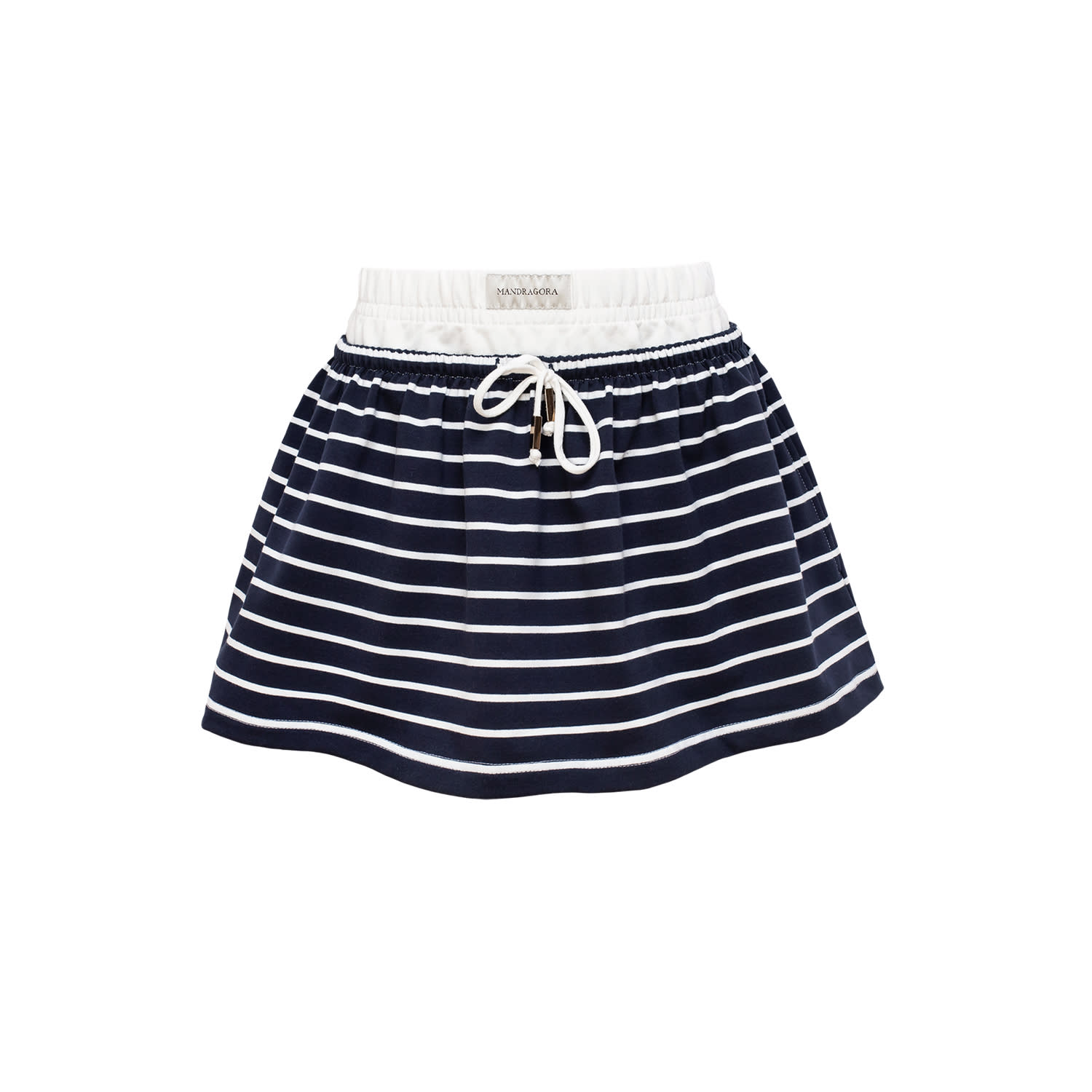 Mandragora Blue Navy Striped Cotton Skirt With Contrasting Fabrics – Goia