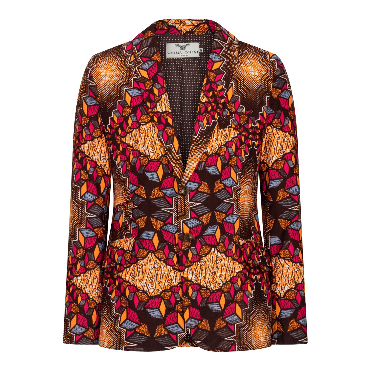 Ohema Ohene Joshua Men's Slim Fit African Print Blazer-cubic