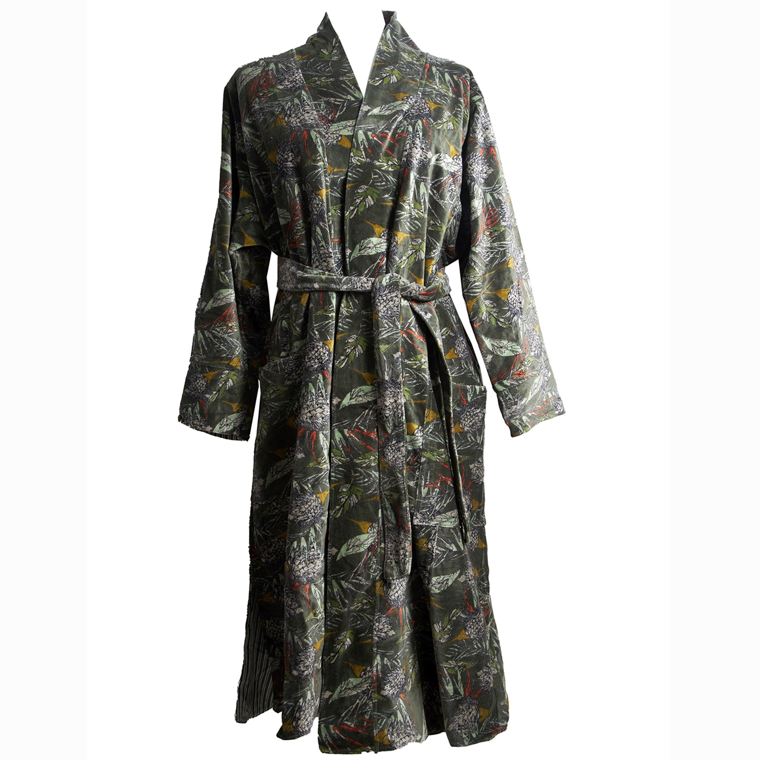 Women’s Green / Neutrals Velvet Robe - Evergreen One Size Babs Boutique Nyc