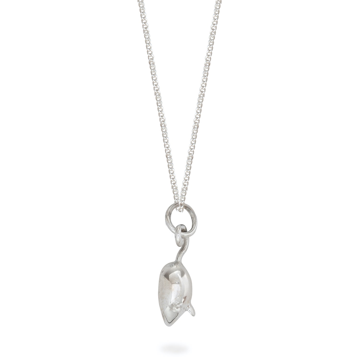 Lime Tree Design Women's Tiny Mouse Charm Necklace Sterling Silver In Silver