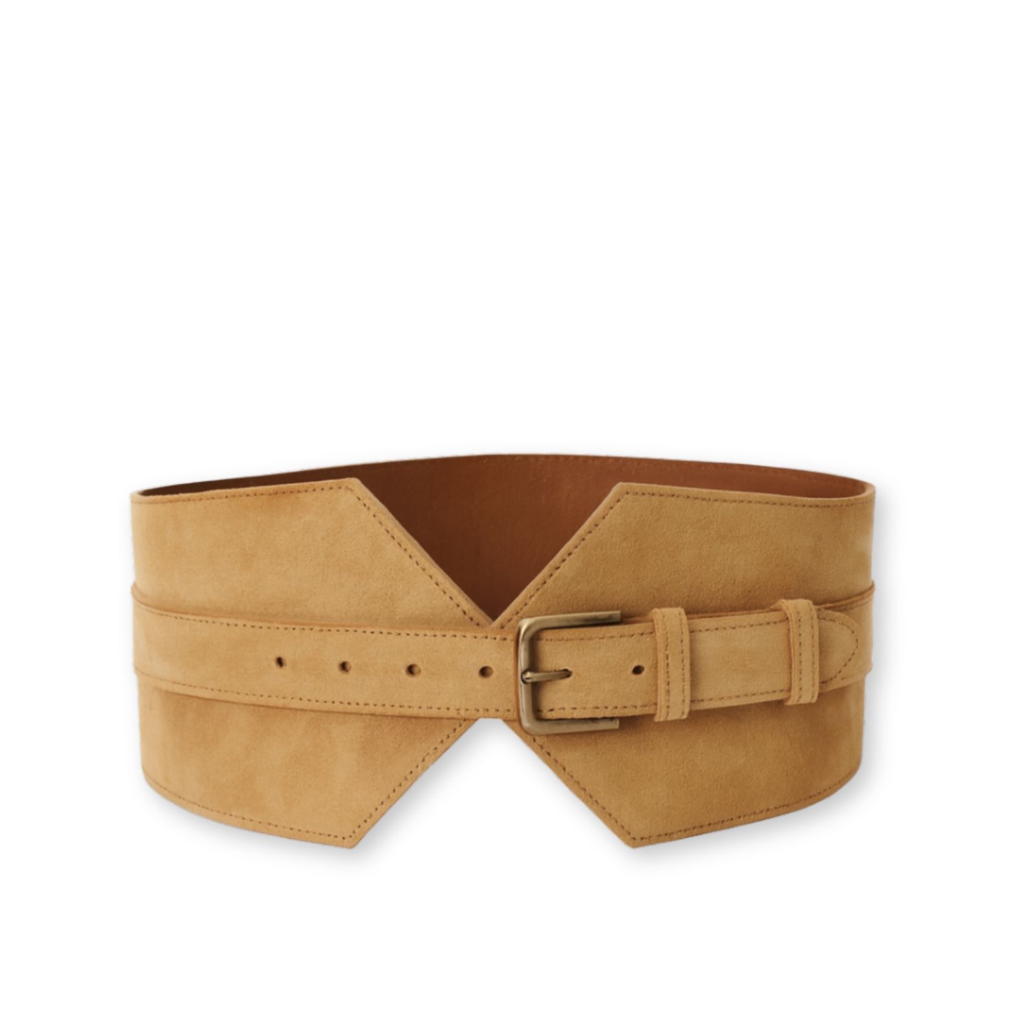 Juan-jo Women's Neutrals Beige Suede Wide Buckle Belt In Brown
