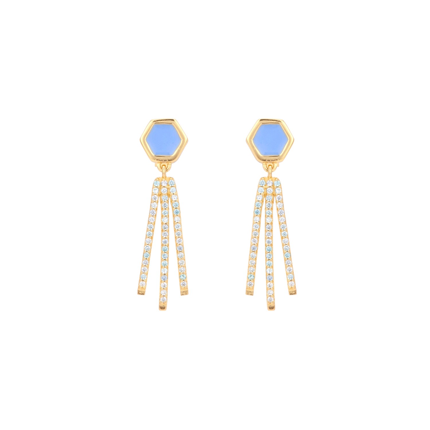 Coco & Kinney Women's Gold / Blue Blue Topaz & Enamel Tink Earrings In Multi