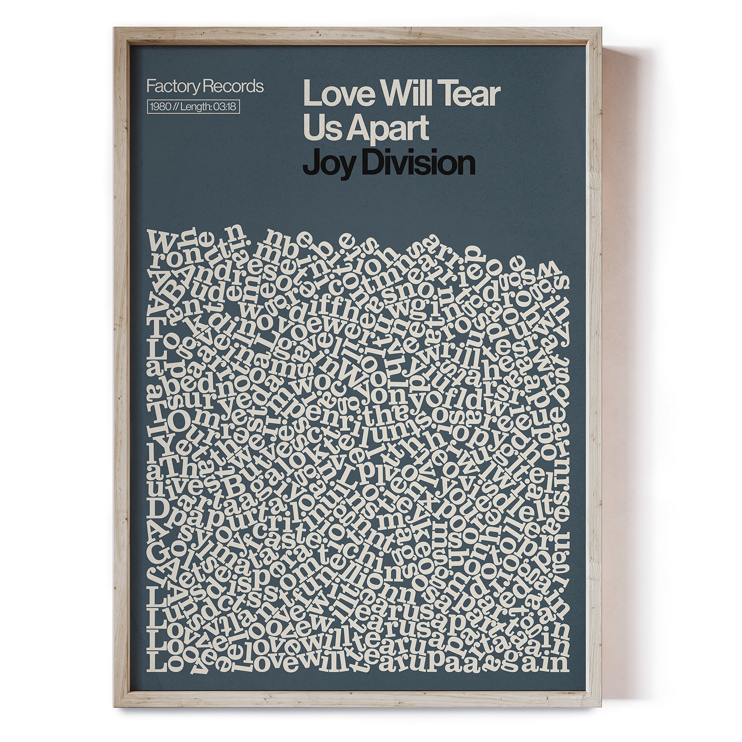 Love Will Tear Us Apart - Song Lyric Print A2 420 X 594Mm Reign & Hail