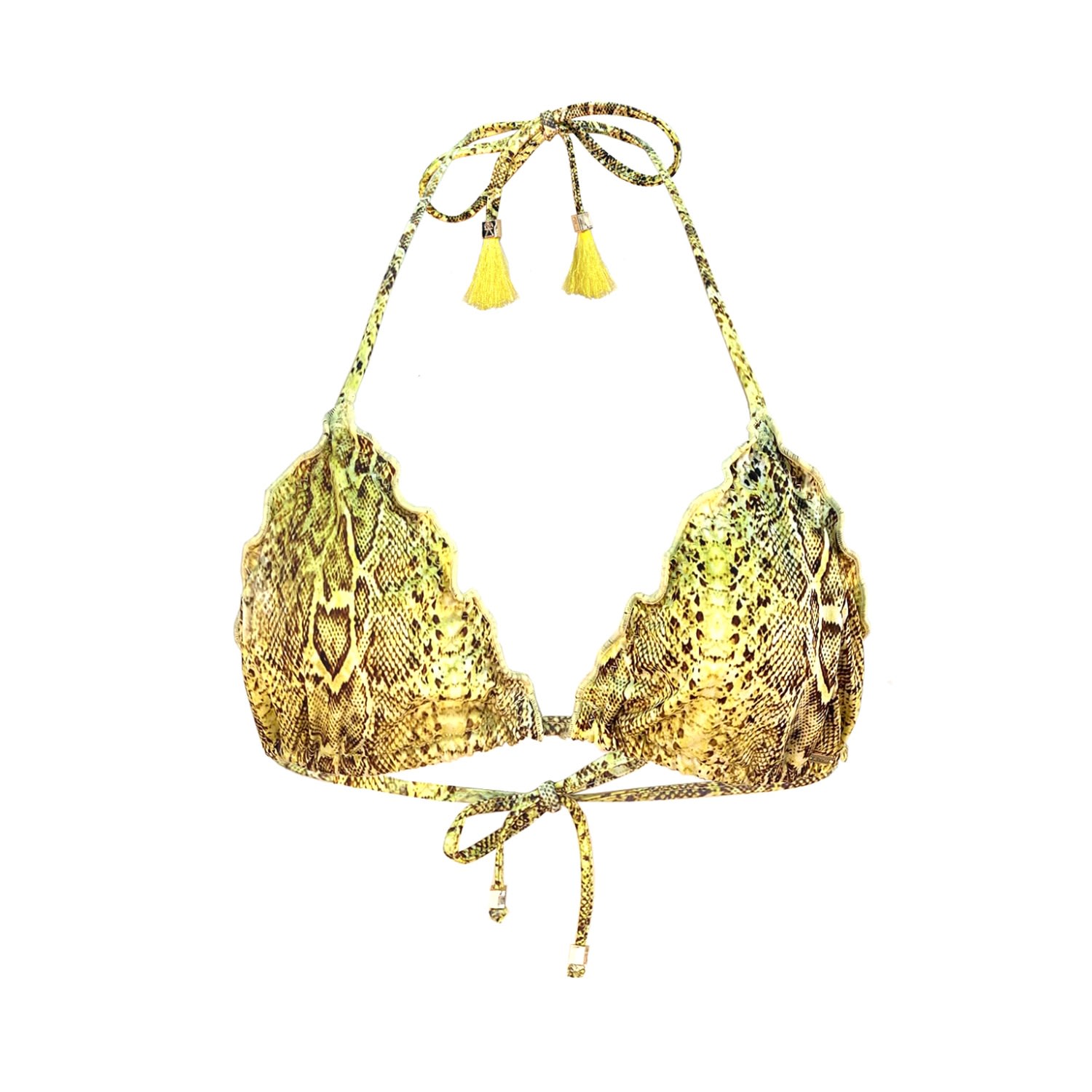 Women’s Yellow / Orange Yellow Snake Animal Print Triangle Bikini Top Gio Small Elin Ritter Ibiza