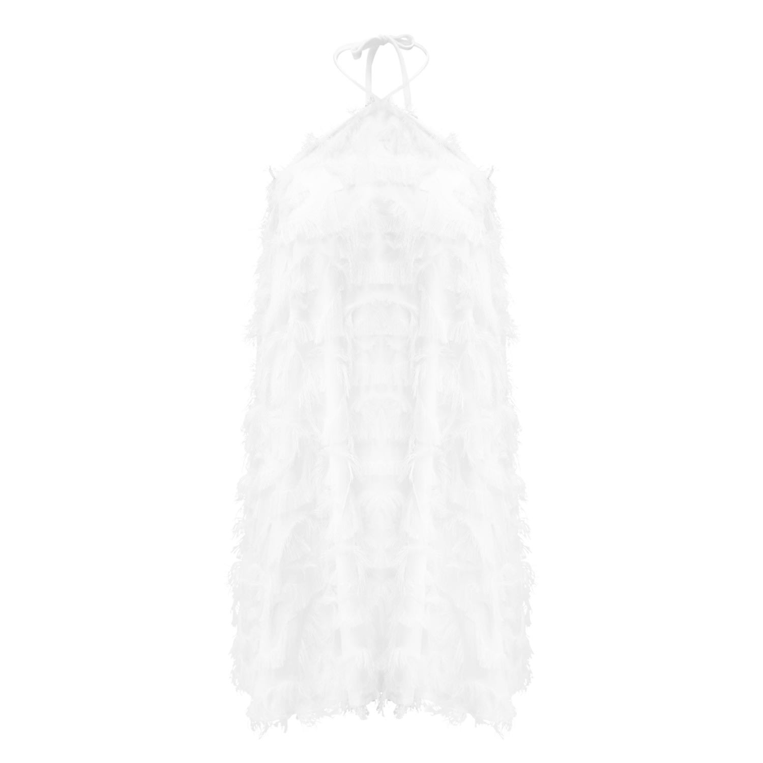 Women’s White Frankie Fringe Dress Large Ow Collection