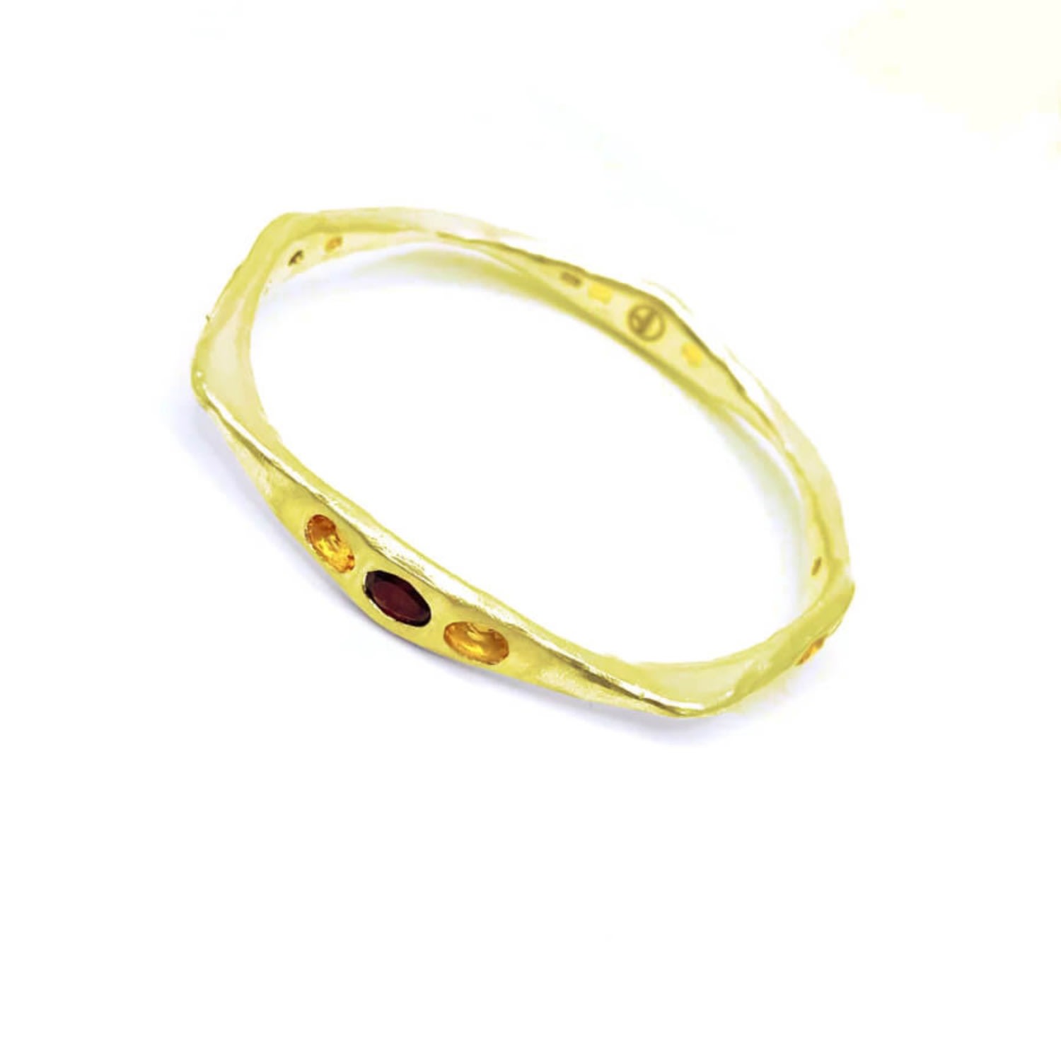 Women’s Gold / Red / Yellow Victoria - Twelve Gemstone Garnet, Citrine Bangle Amy Delson Jewelry