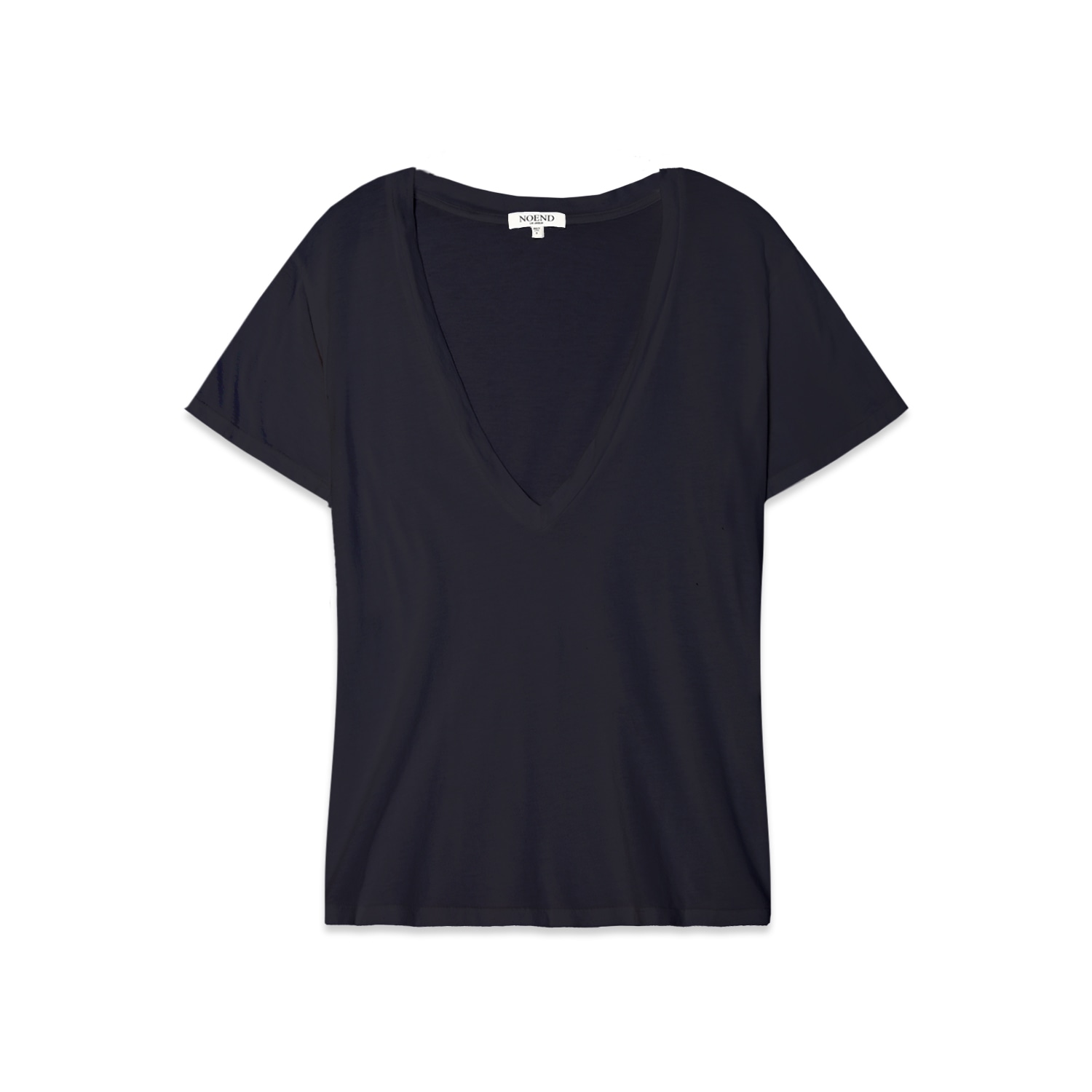 NOEND DENIM WOMEN'S SUPIMA COTTON DEEP V NECK TEE IN VINTAGE BLACK