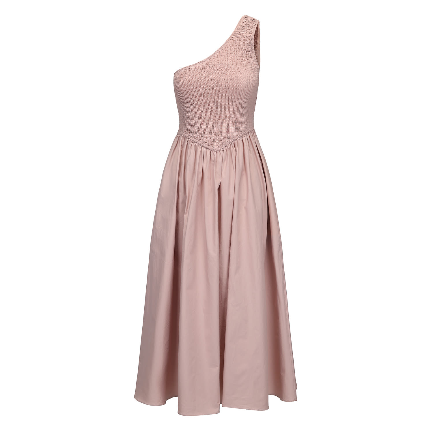 Nuaje Nuaje Women's Bianca Smocked One Shoulder Midi Dress In Dusty Pink In Pink
