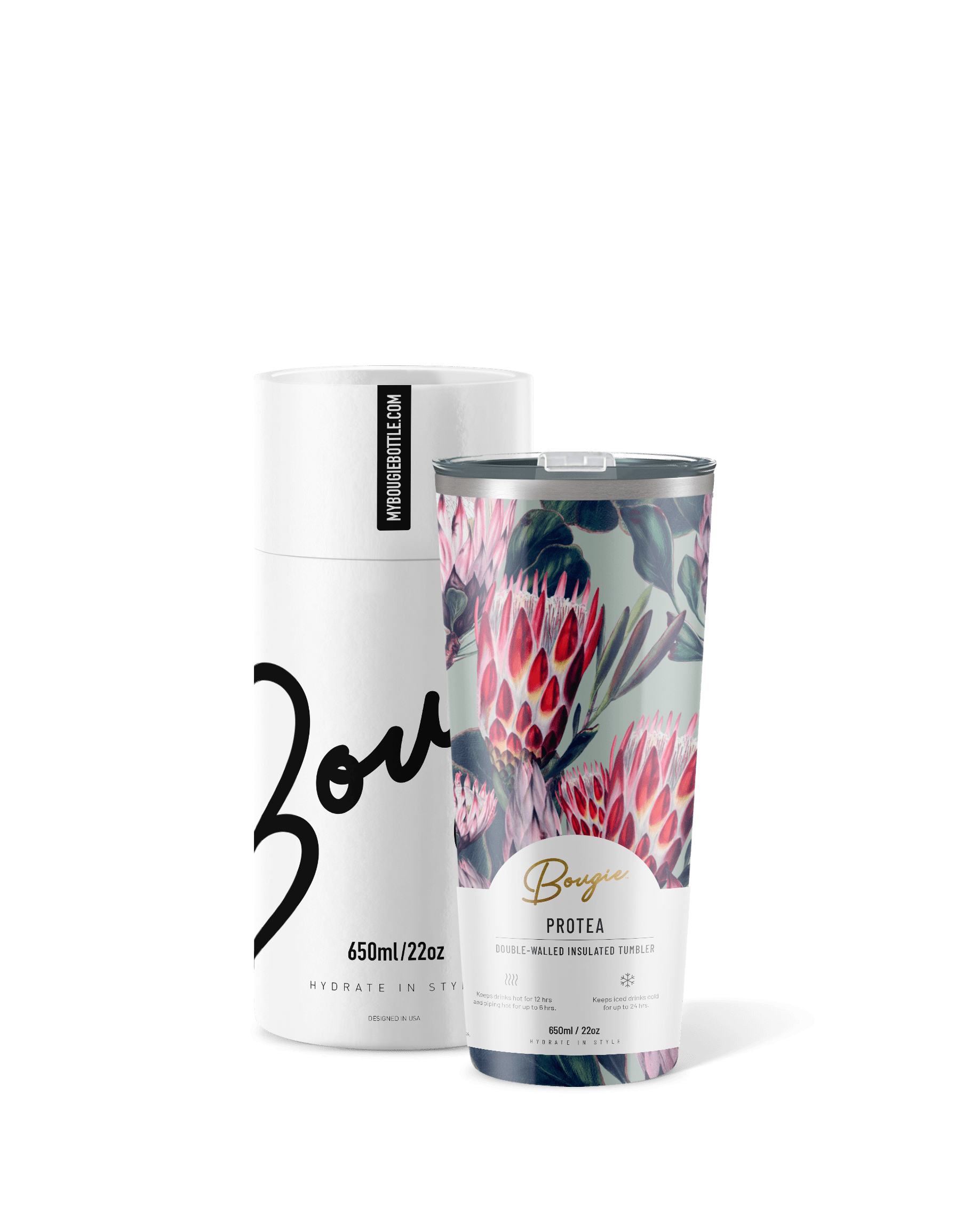 Pink / Purple Protea Stainless Steel Insulated Tumbler My Bougie Bottle