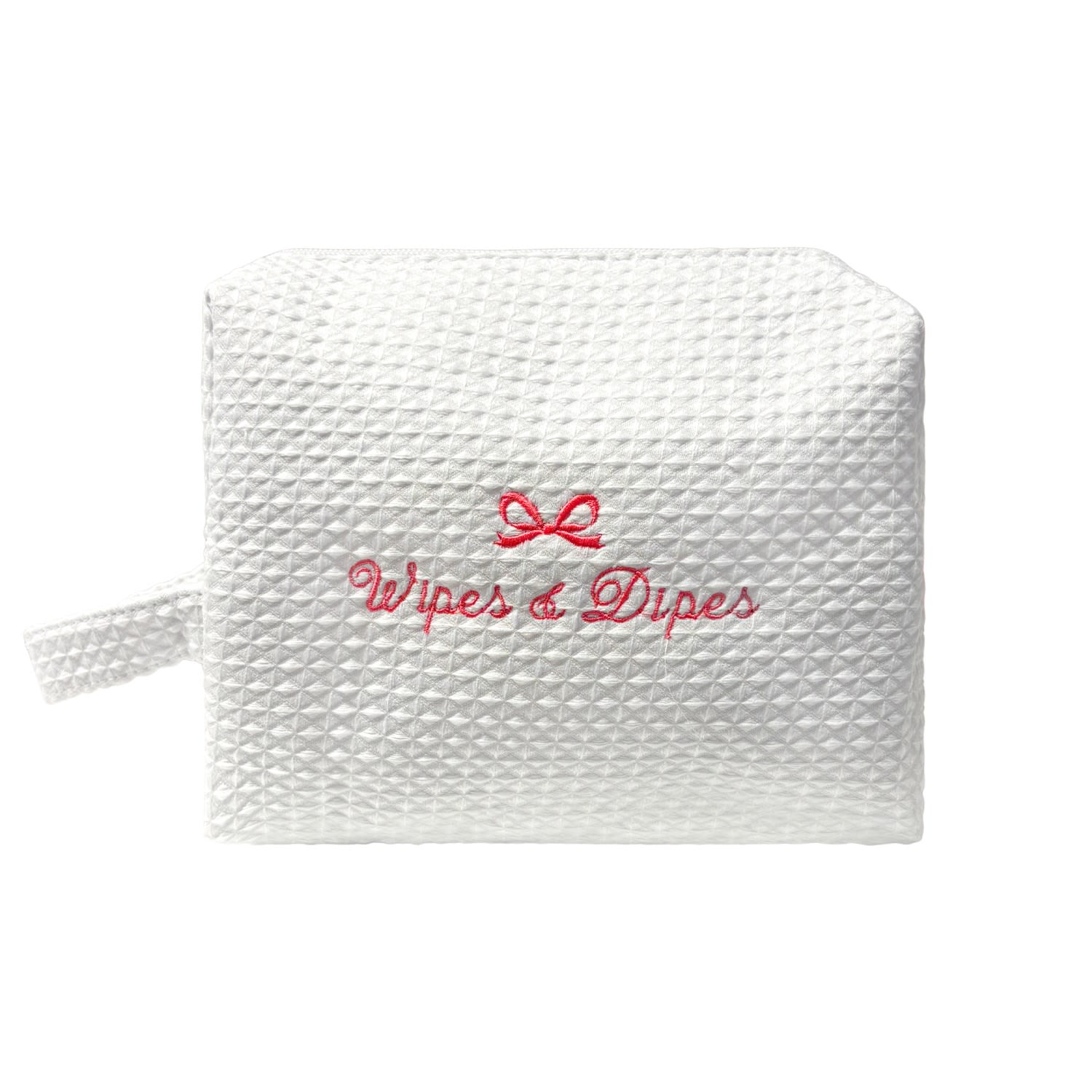 Lilly Loves Women's Bow Wipes And Dipes White Waffle Bag