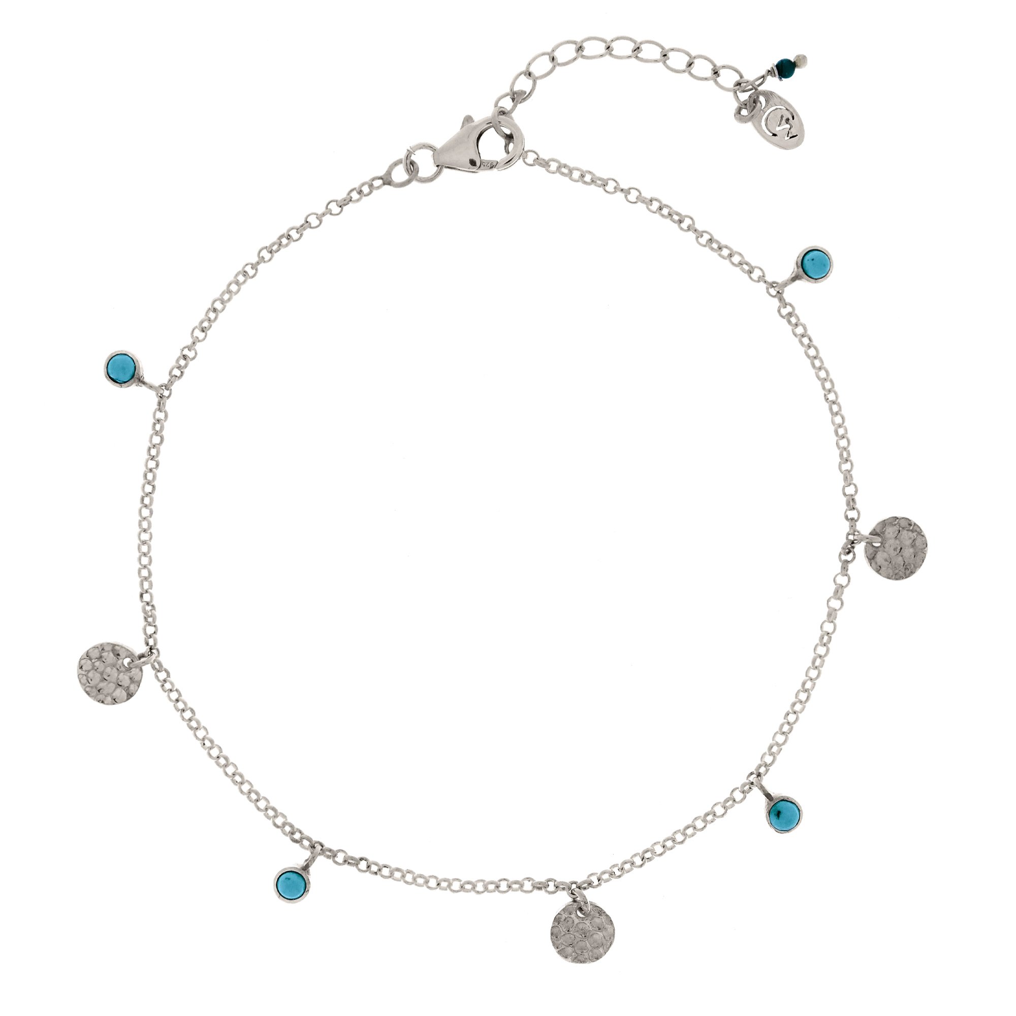 Women’s Lakshmi Silver Anklet - Turquoise Charlotte’s Web Jewellery