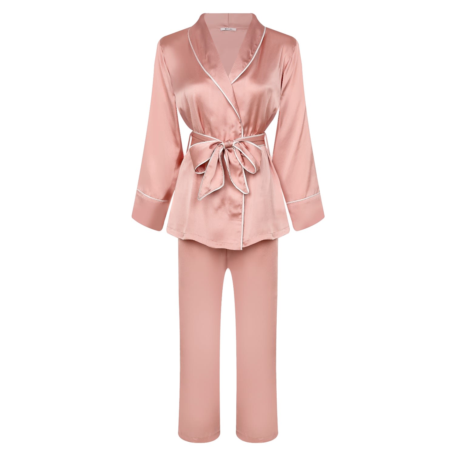 Women’s Rose Gold Satin Pyjama Set Shawl Collar Elegance Mathilde Medium X Intima