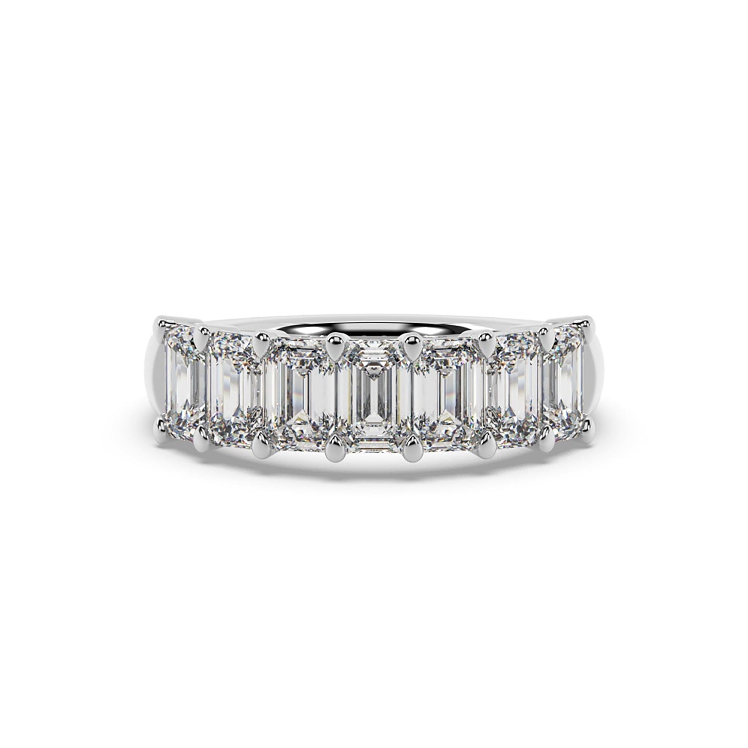 Artisan Women's Emerald Cut Lab Grown Diamond Seven Stone Band Ring In White Gold