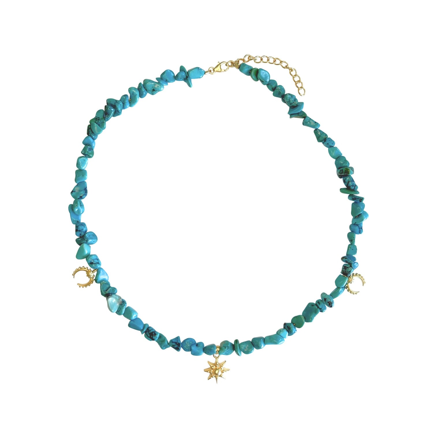 Rize Women's Blue / Gold Stellar Turquoise Necklace - Gold Plated In Multi