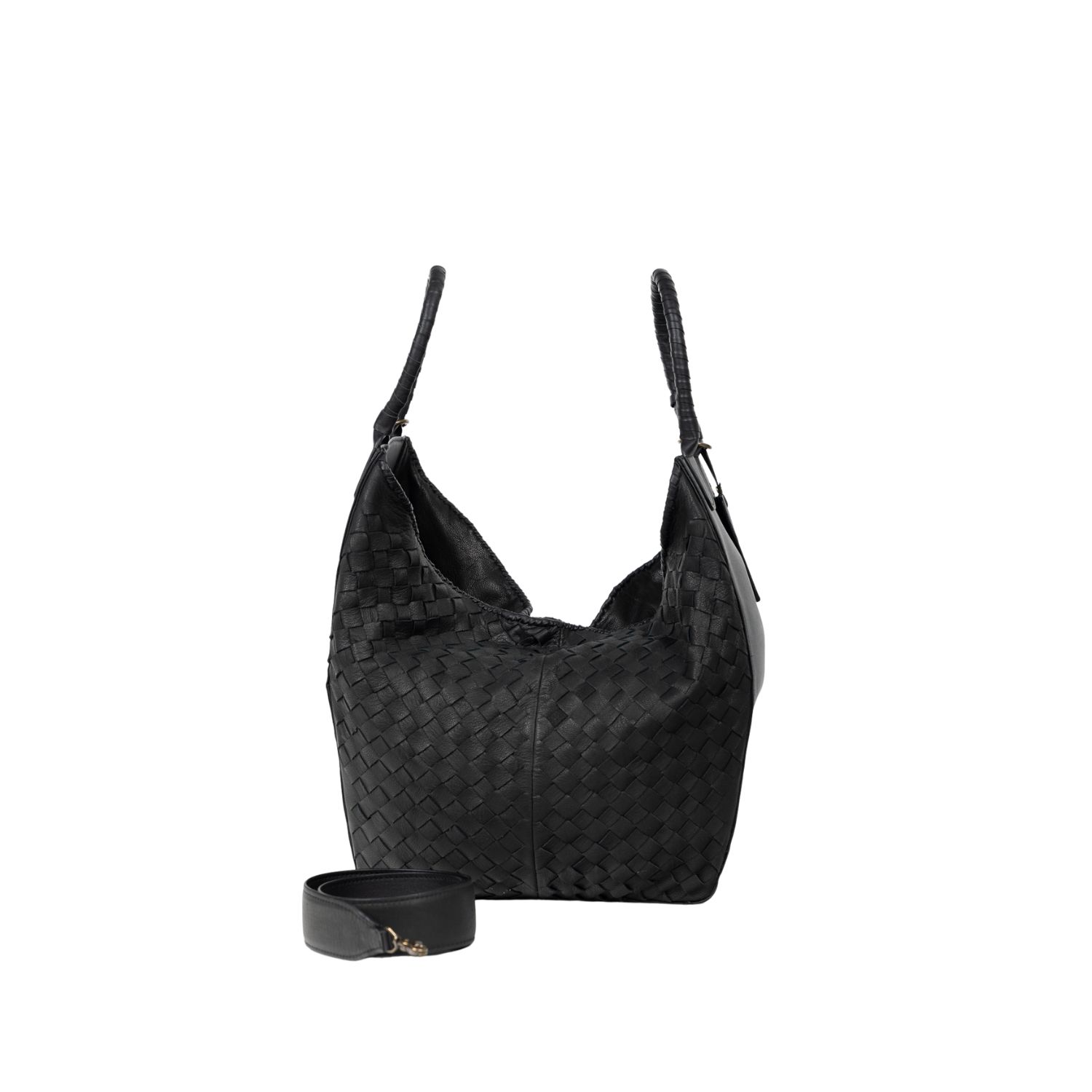 Women’s Woven Leather All Day Tote Black Deux Mains