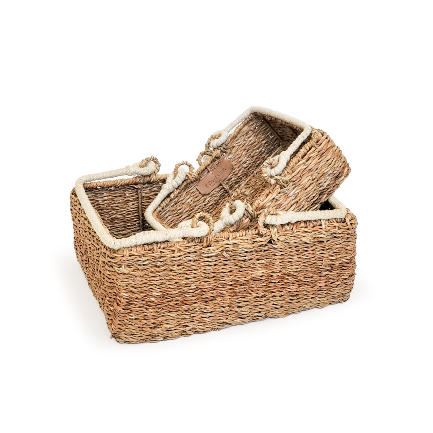 Neutrals Savar Storage Basket With Handle - Set Of 2 Korissa