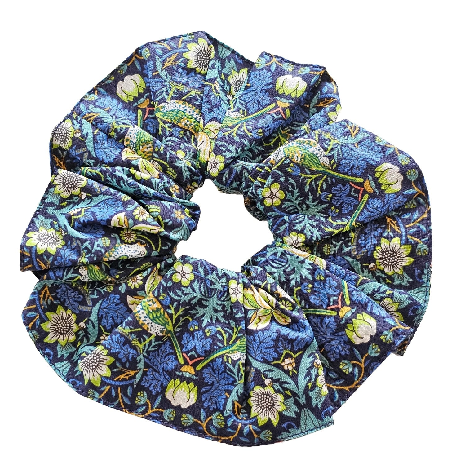 Women's Hair Scrunchie Strawberry Thief Blue | Lime Tree Design