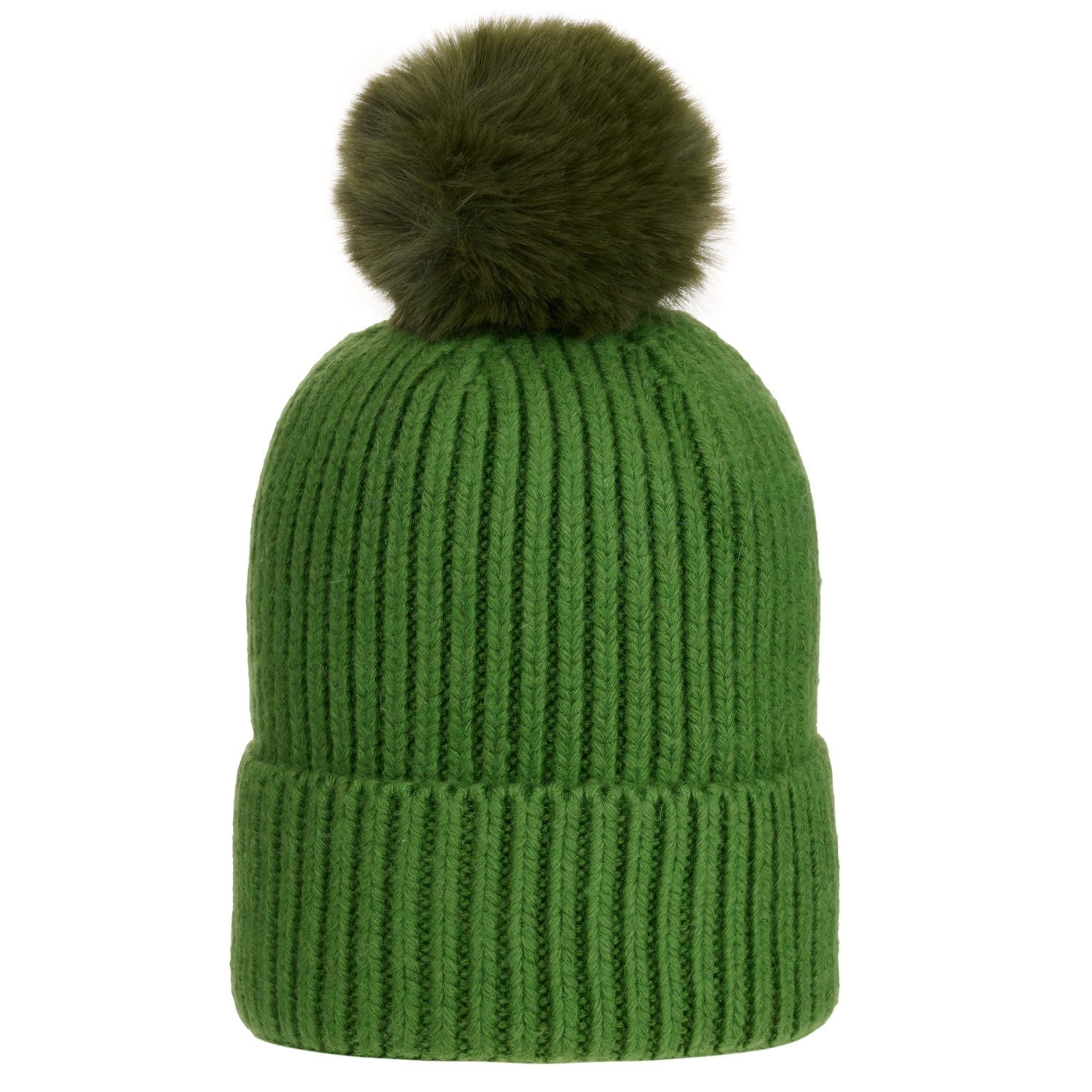 At Last... Women's Super Soft Chunky Cashmere Mix Hat With Pom Pom In Forest Green In Green