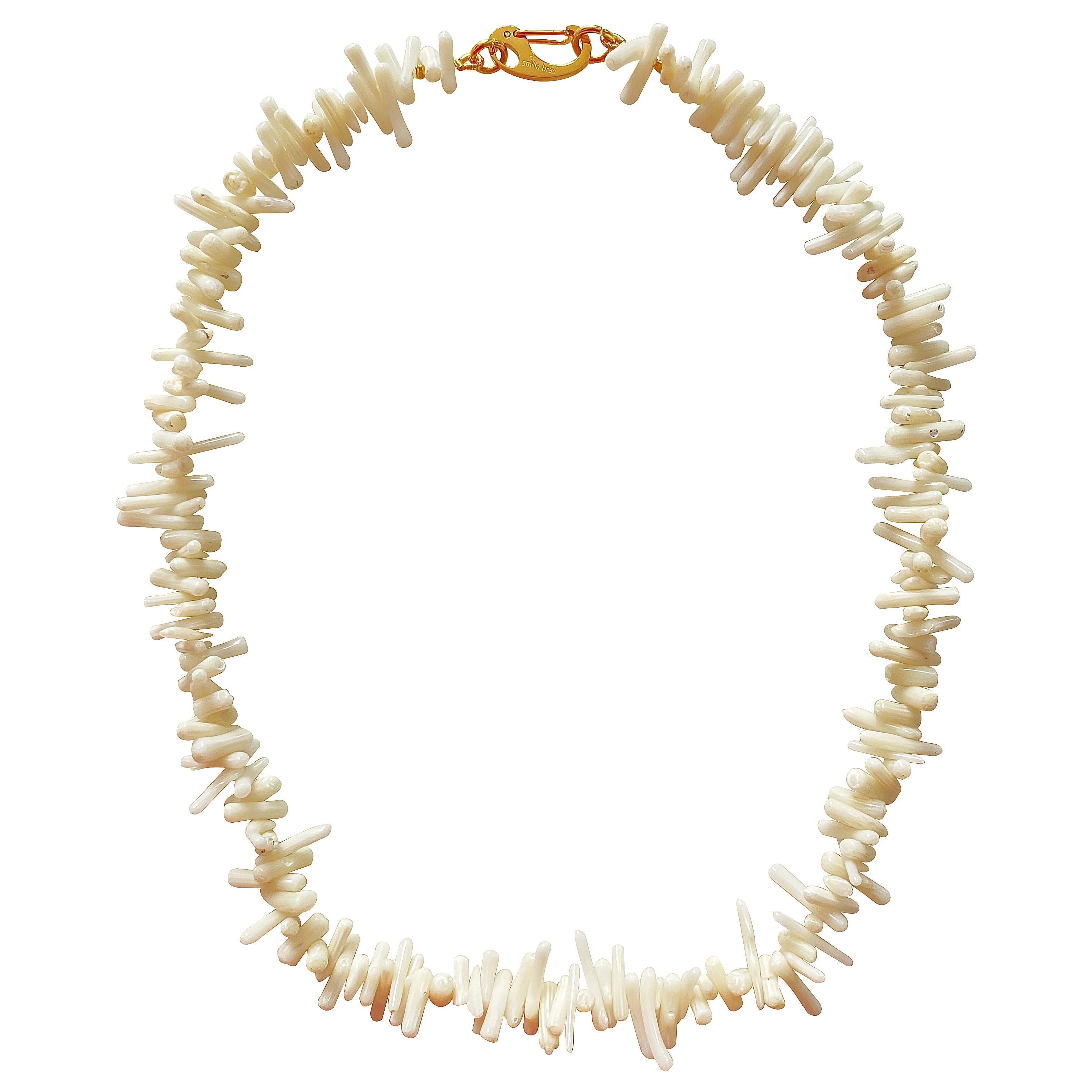 Smilla Brav Women's Gold / White White Coral Necklace Mia In Neutral