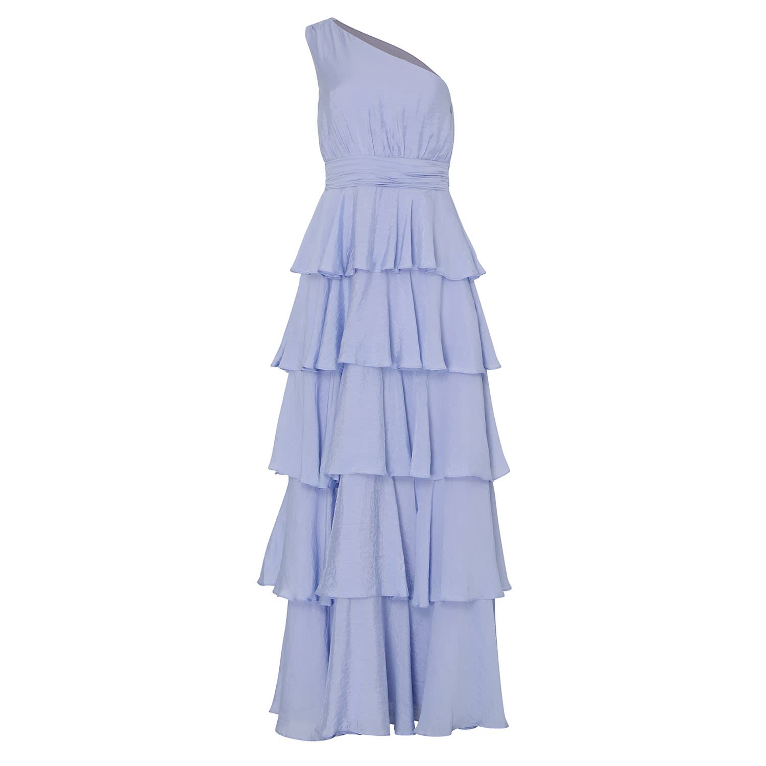 pale blue one shoulder dress