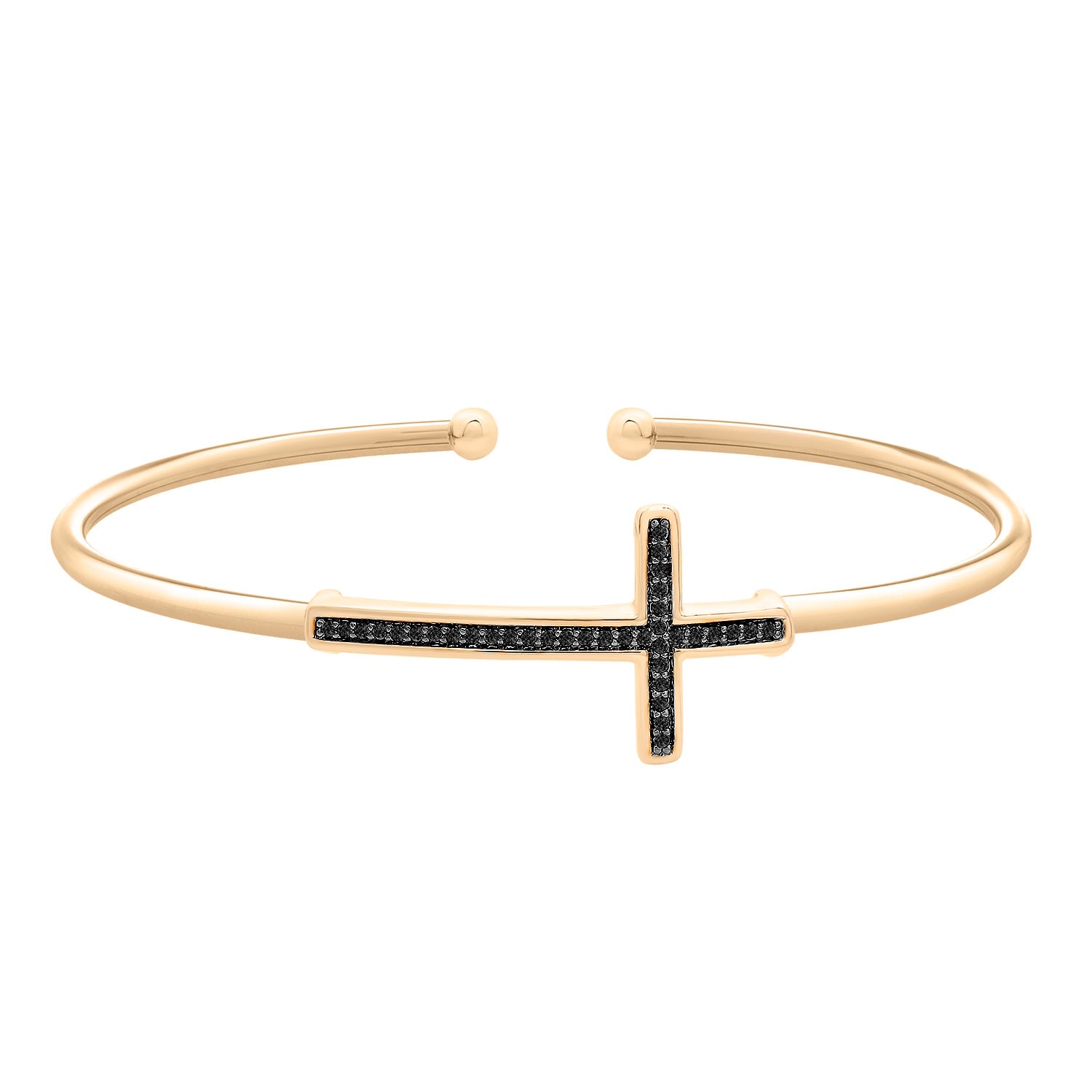 Miki & Jane Women's Gold Vermeil Bruna Black Diamond Cross Bangle Bracelet In Gold