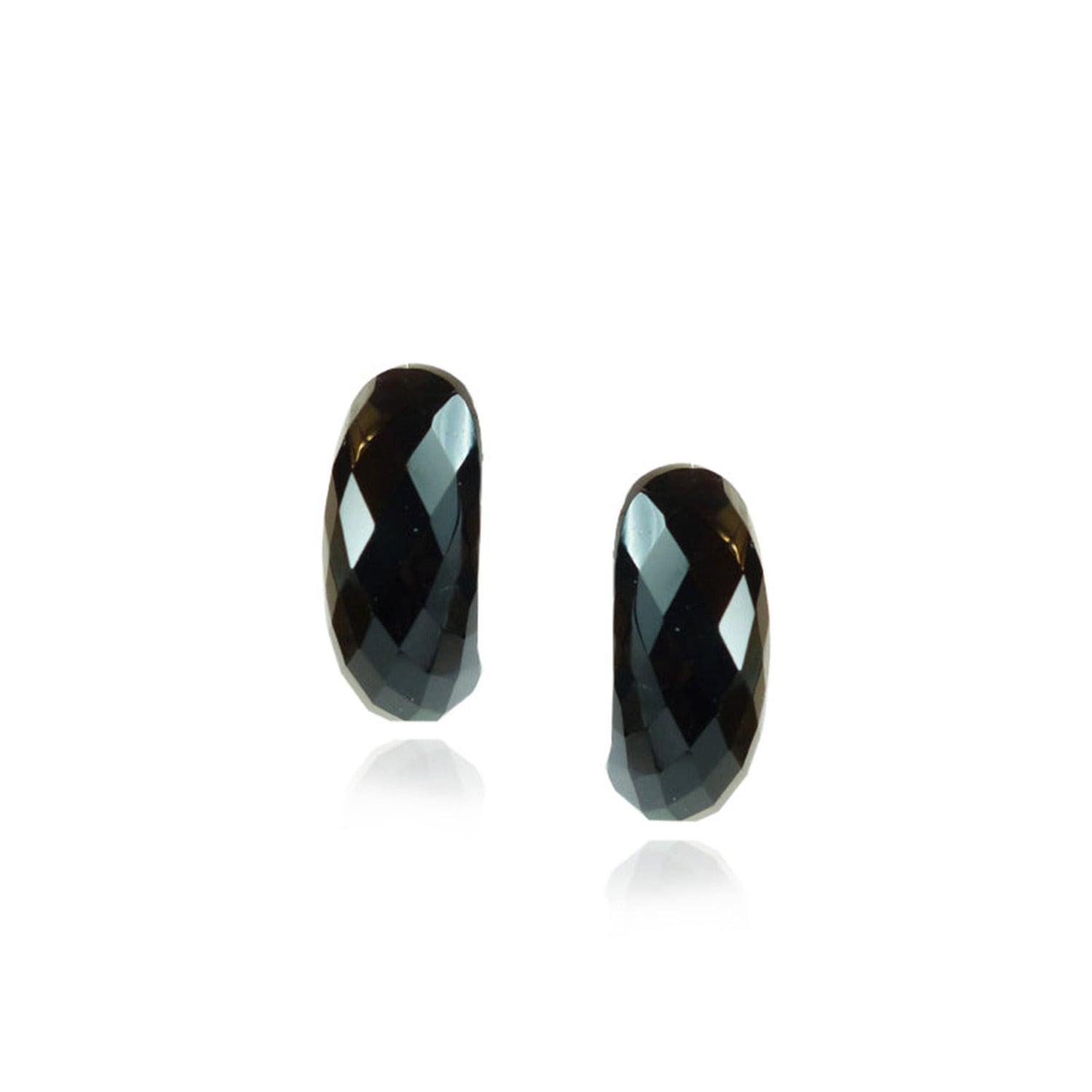 Mounir London Women's Black / Gold Half Moon Black Onyx Earrings