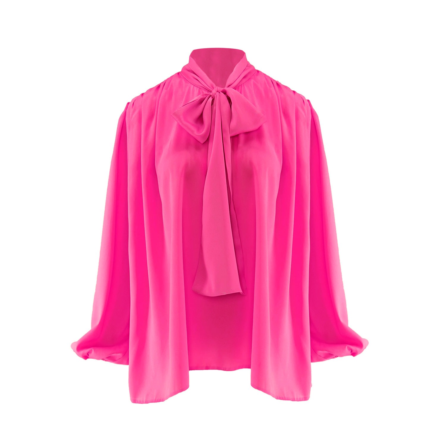 Women’s Pink / Purple Pink Blouse With Draped Shoulders & Bow Ribbon Extra Small Bluzat