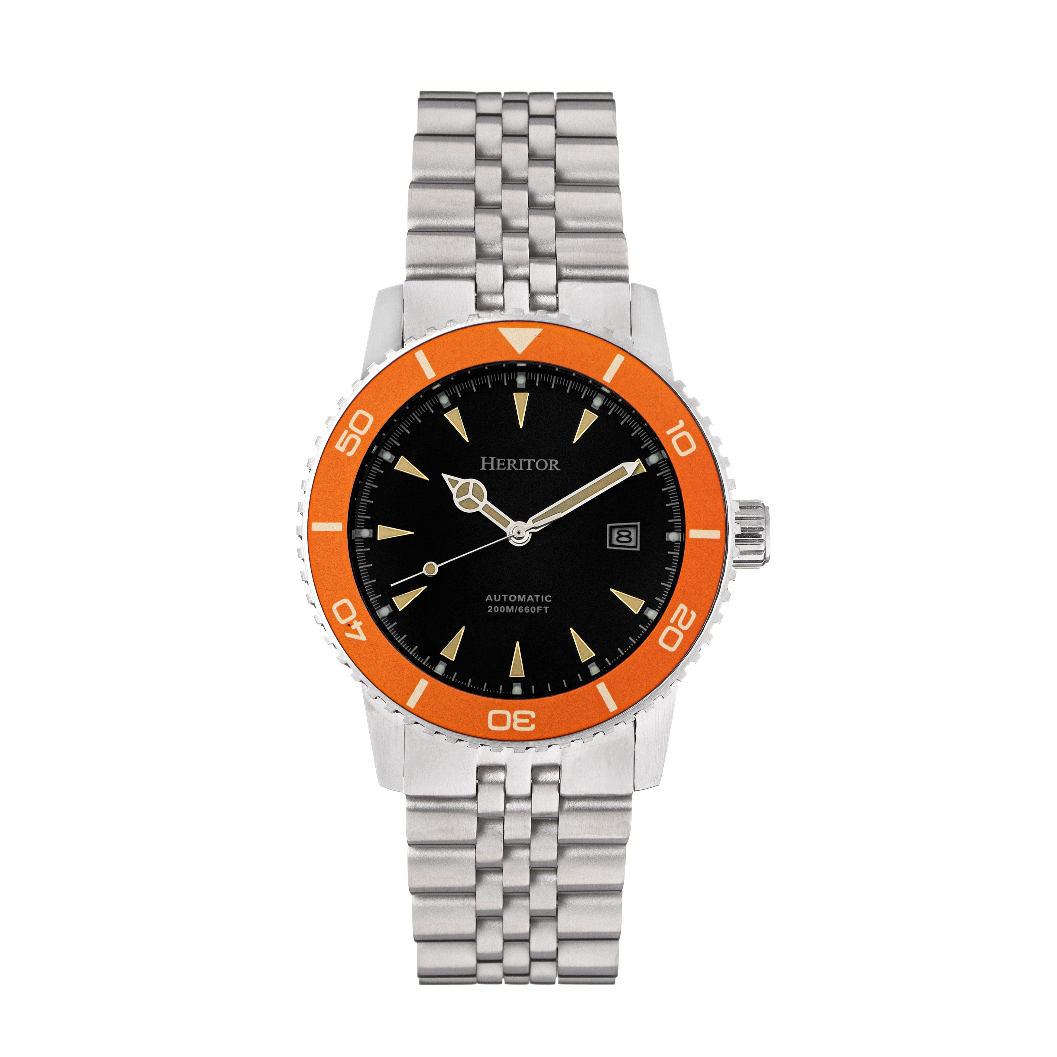 Men’s Yellow / Orange Hurst Bracelet Watch With Date - Orange One Size Heritor Automatic