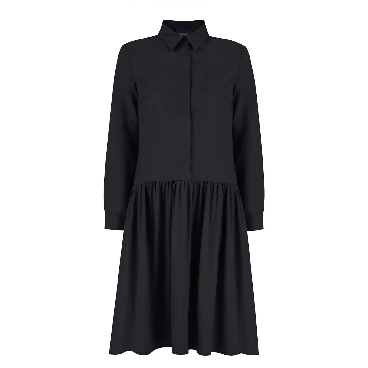 black cotton shirt dress