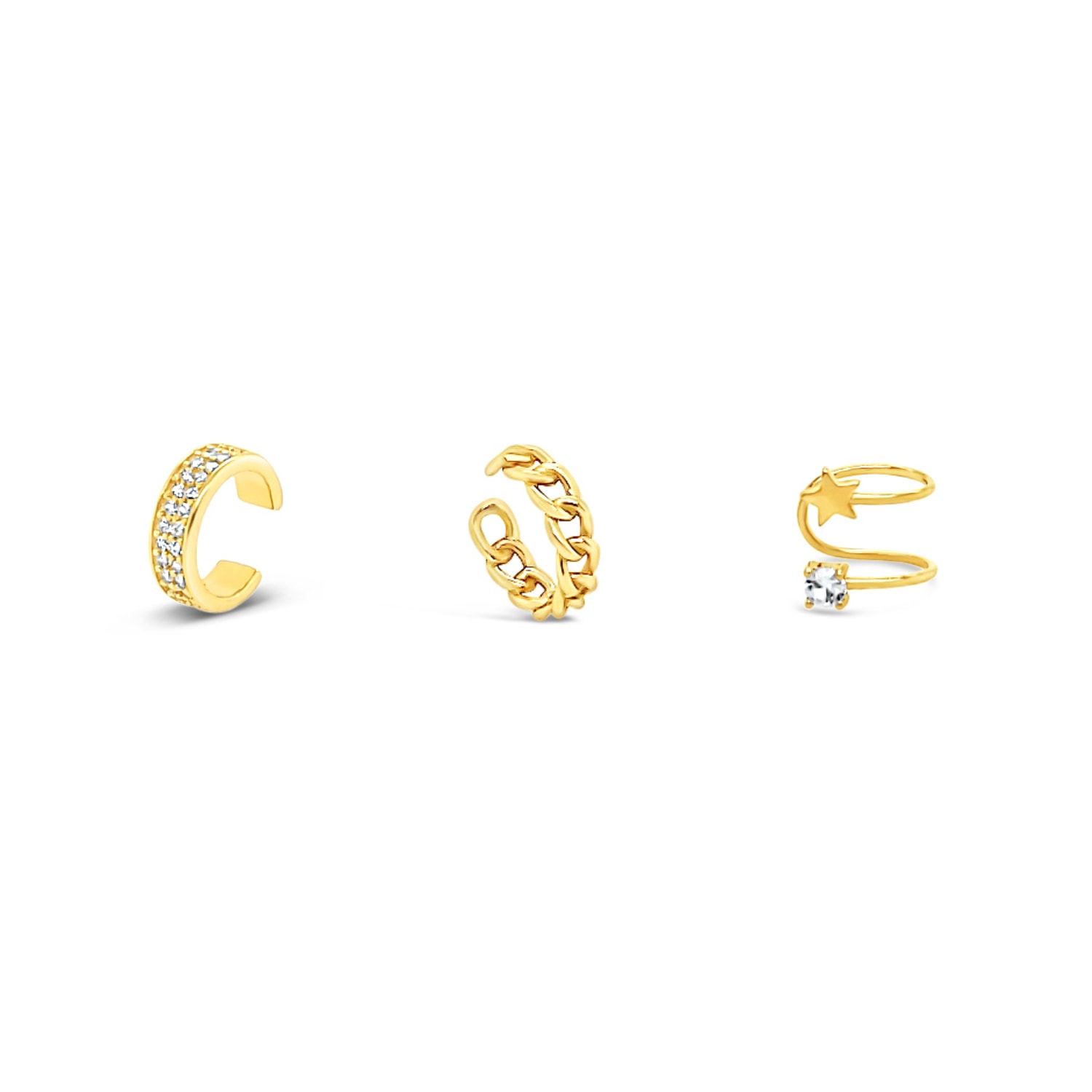 Lutiro Women's Three Cuff Earring Set - Gold In Gold