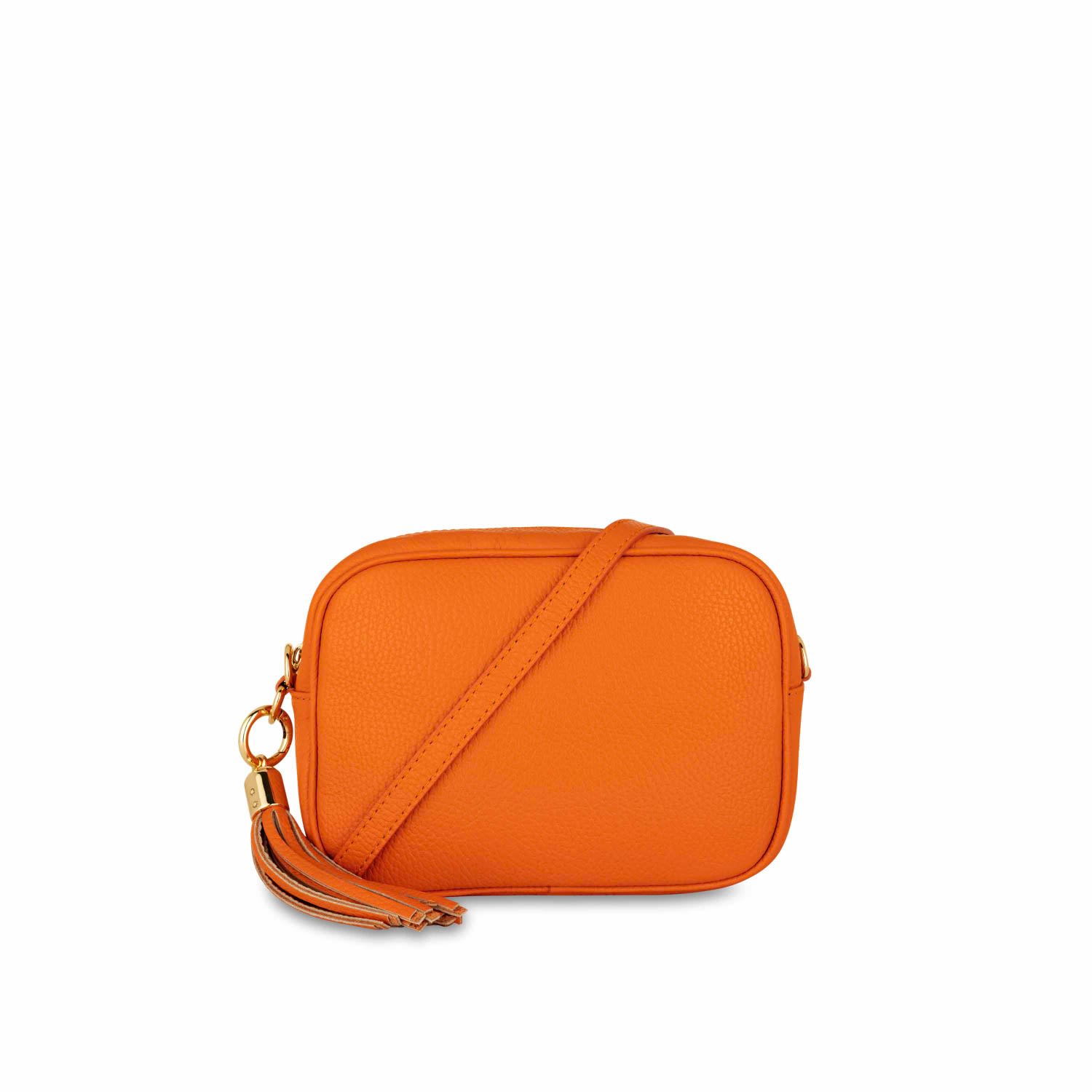 Apatchy London Women's Yellow / Orange The Tassel Orange Leather Crossbody Bag In Black
