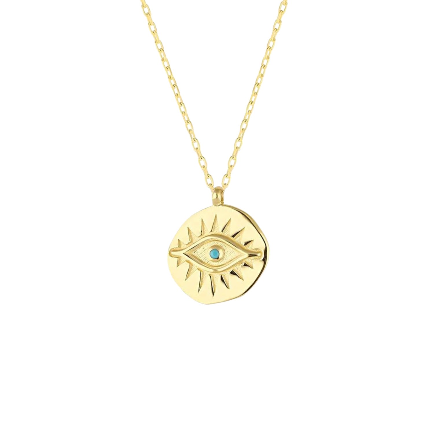 Spero London Women's Gold Eye Coin Sterling Silver Evil Eye Necklace In Gold
