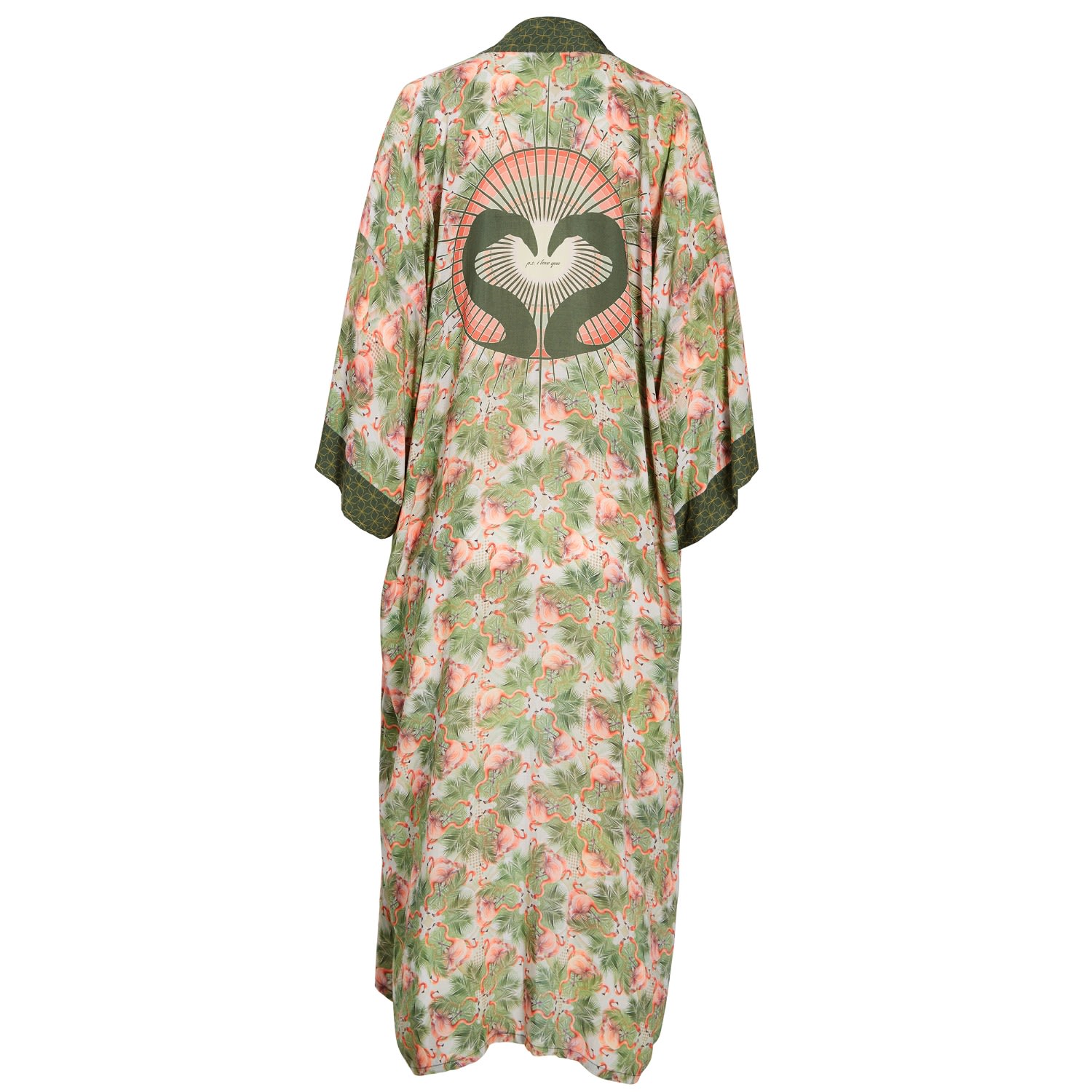 Women's Orange / Green / White Palm Springs Kimono | One Size | Henelle