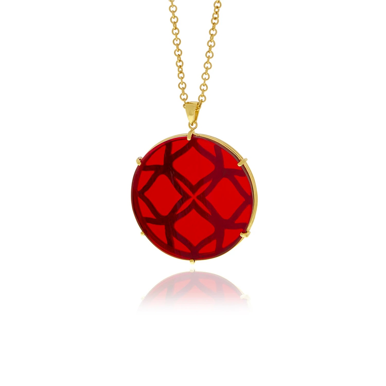 Georgina Jewelry Women's Signature Garnet Crystal Medallion Necklace In Red