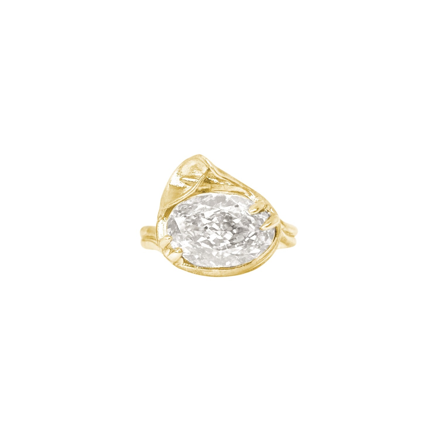 Alegoria Jewellery Women's White Calla Stone Gold Plated Silver Ring - Pure In White