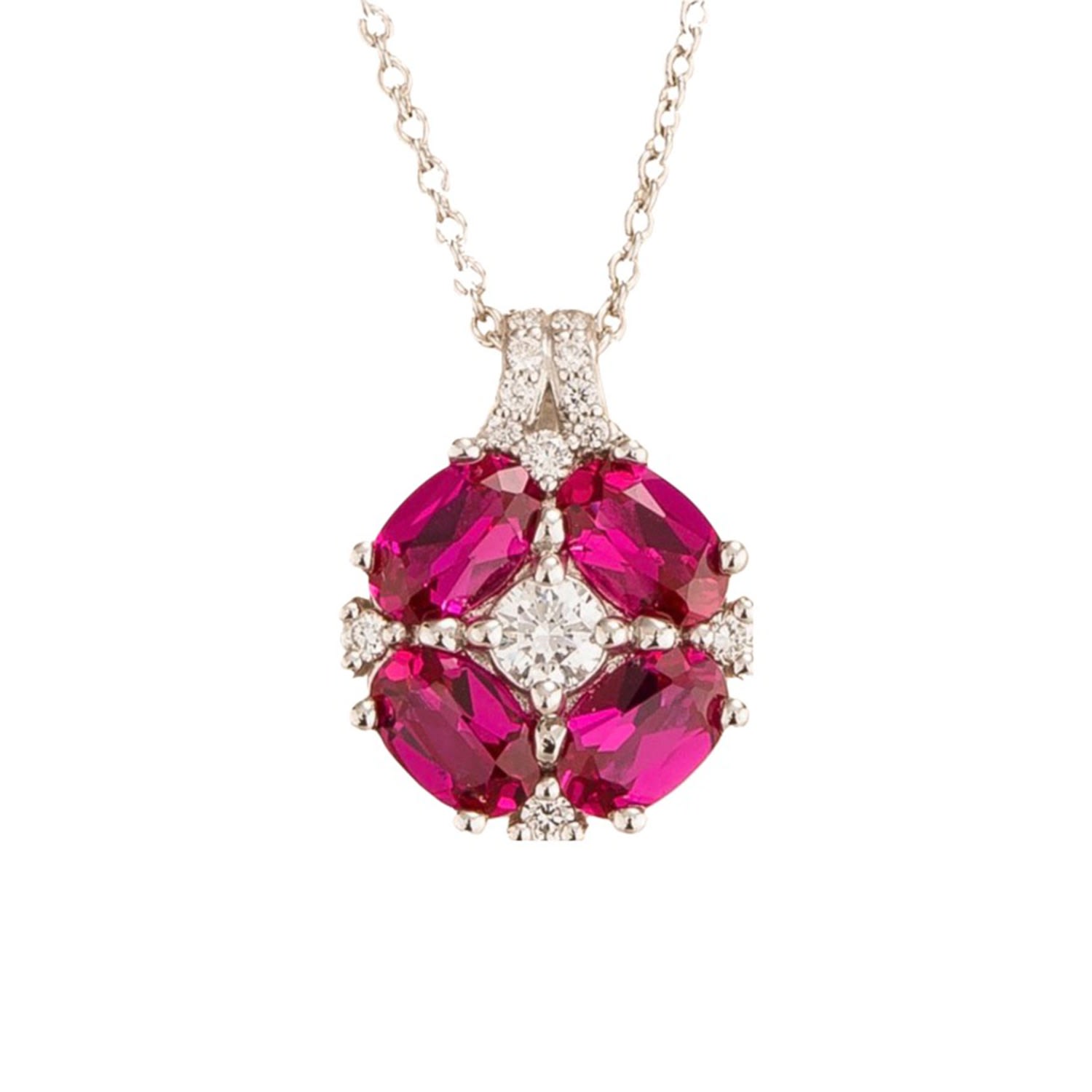 Juvetti Women's White / Red Pristi White Gold Necklace Ruby & Diamond In Multi
