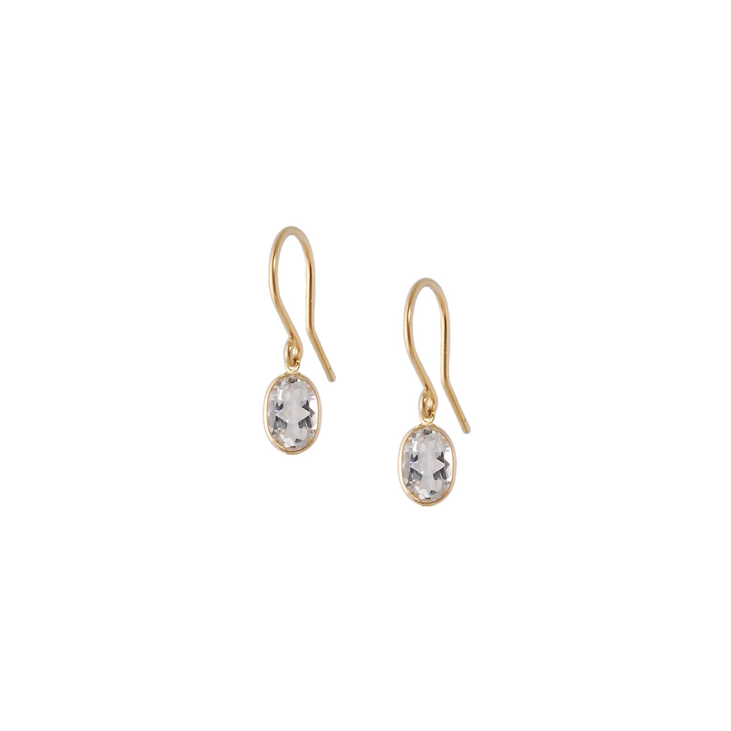 Women’s Gold / White Single Stone Bezel Set White Topaz Earrings In 14 Karat Yellow Gold Amy Gambill Designs