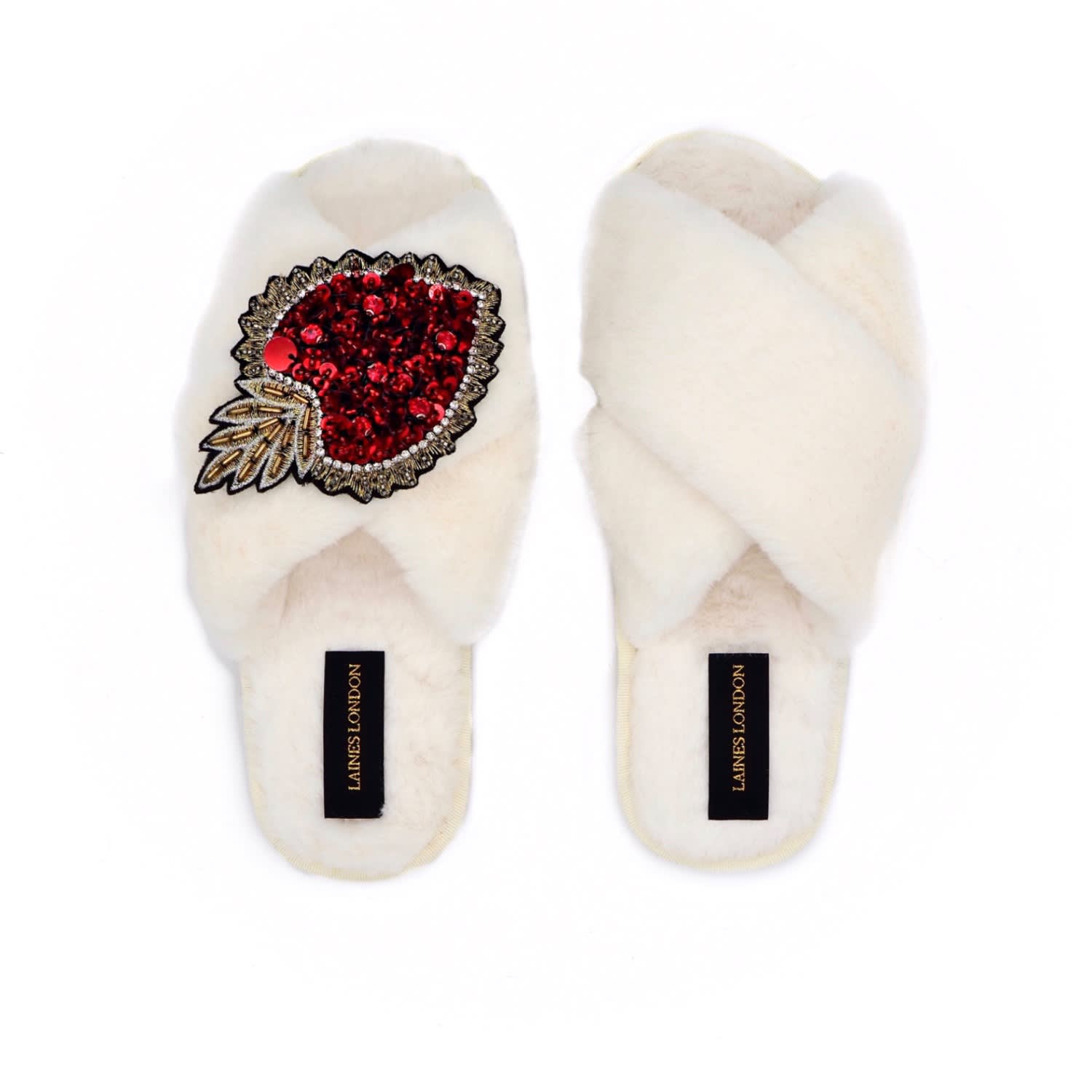 cream fluffy slippers