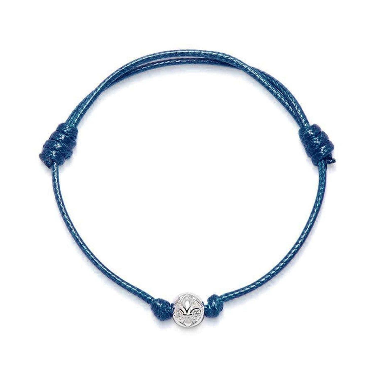 Nialaya Men's Navy Blue String Bracelet With Silver
